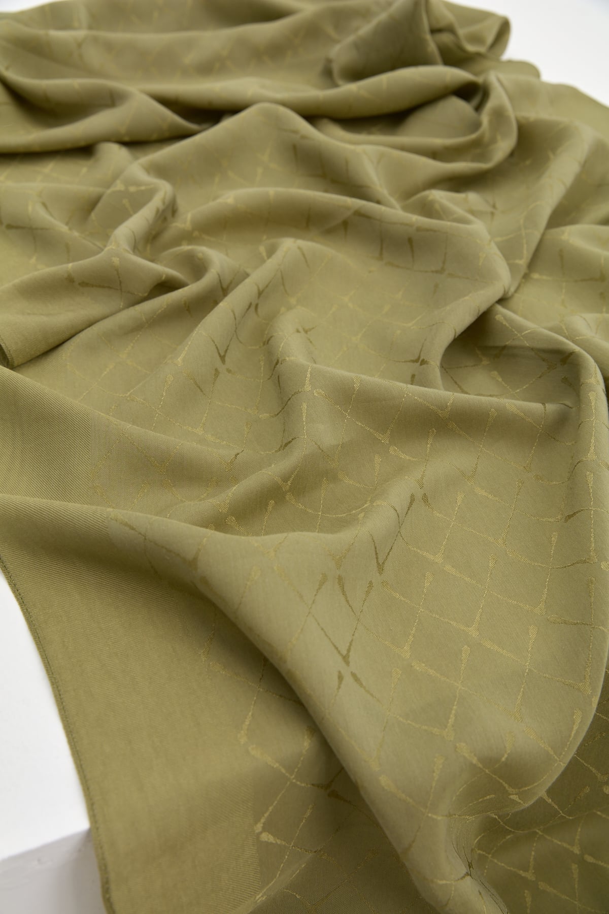 NİHAN Shawl Nihan Jakarlı Pamuk Lyocell Şal  Olive_modest