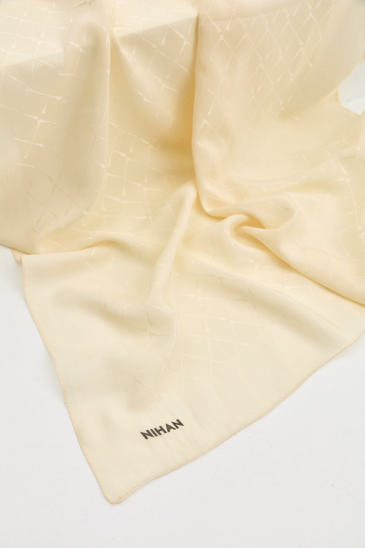 NİHAN Shawl Nihan Jakarlı Pamuk Lyocell Şal  Krem_modest
