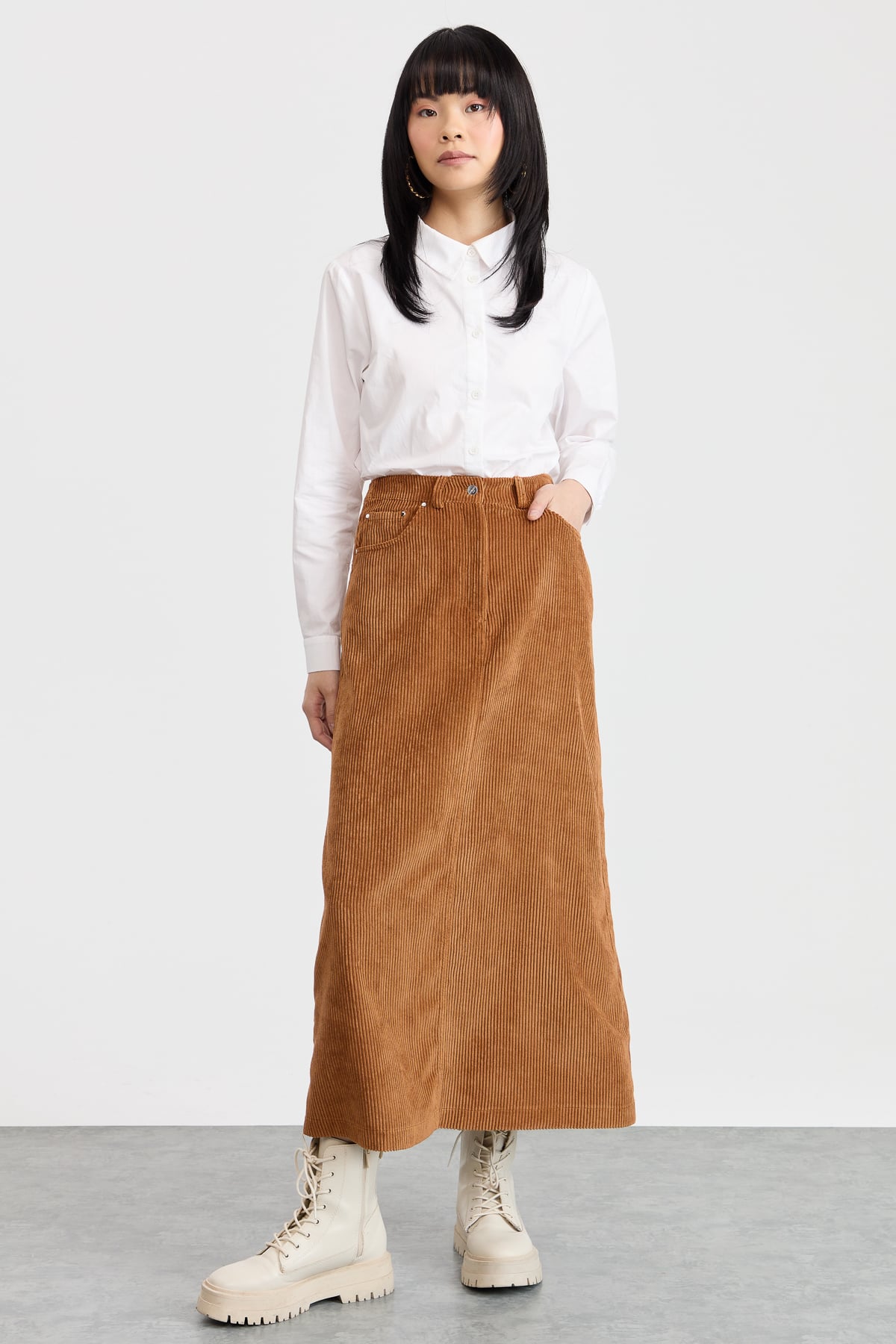 NİHAN Etek Nihan Kadife Etek  Taba_modest