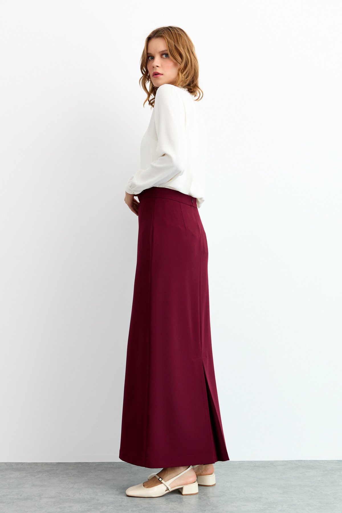 NİHAN Etek Nihan Kalem Etek  Bordo_modest