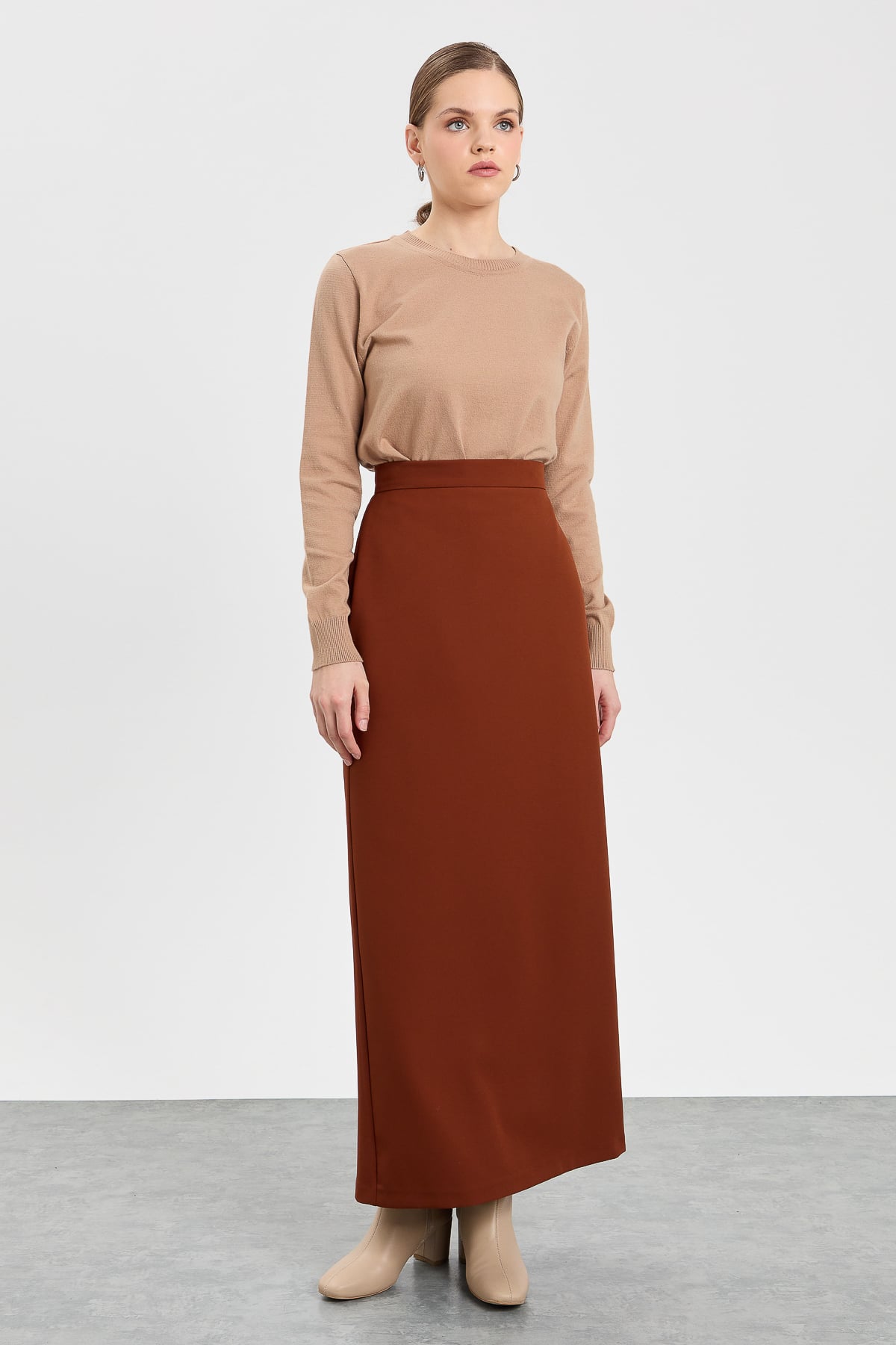 NİHAN Etek Nihan Kalem Etek  Taba_modest