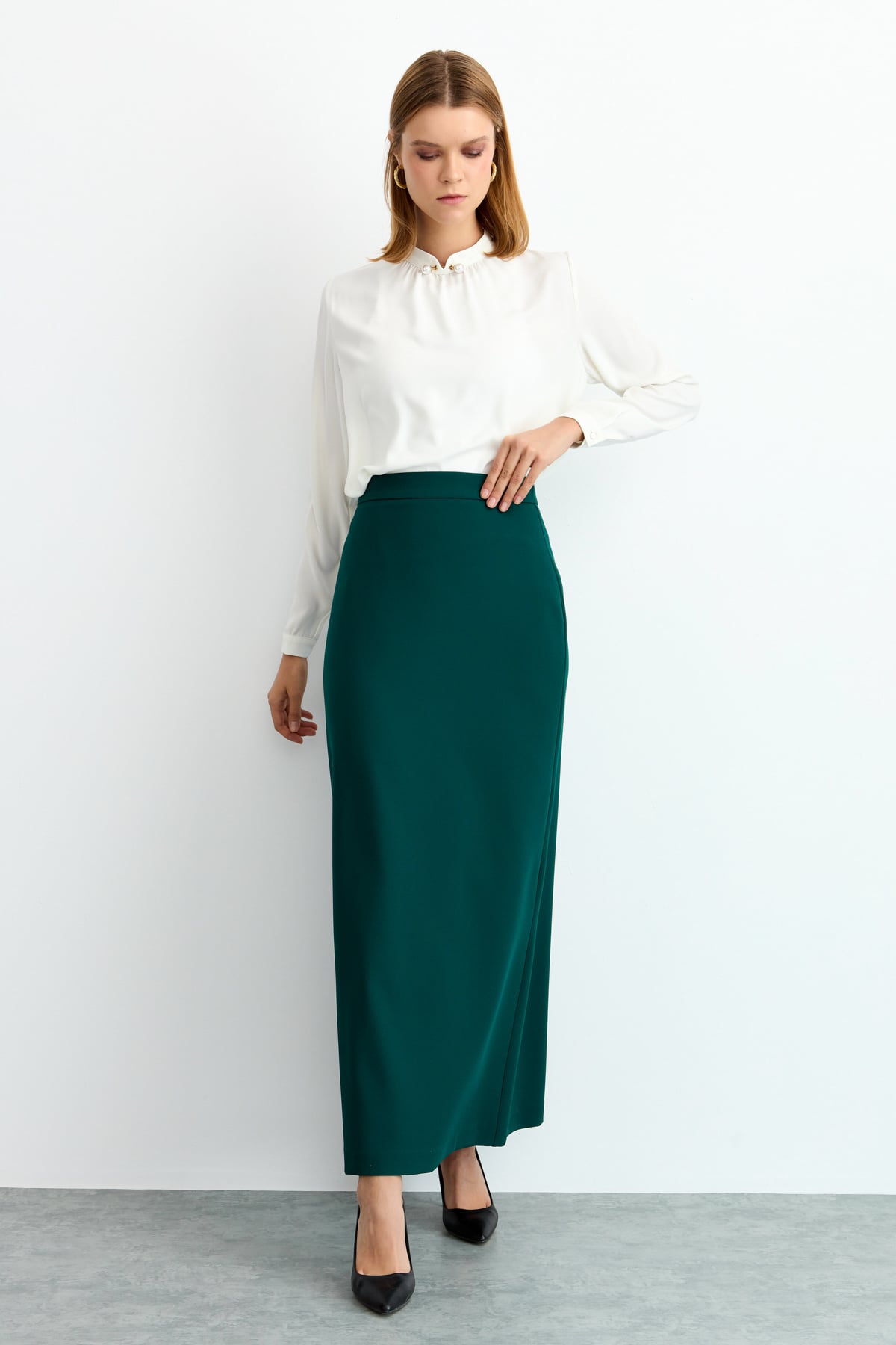 NİHAN Etek Nihan Kalem Etek  Yeşil_modest