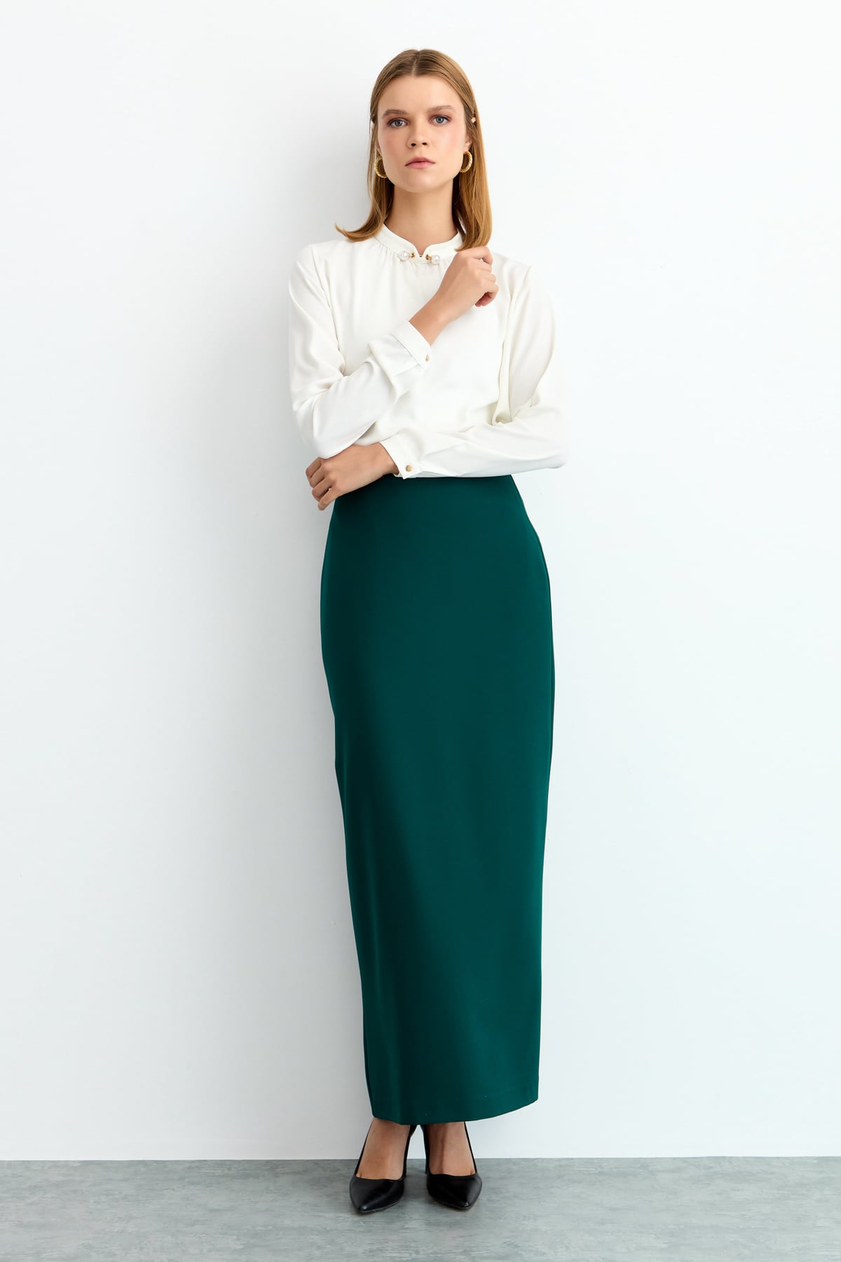 NİHAN Etek Nihan Kalem Etek  Yeşil_modest