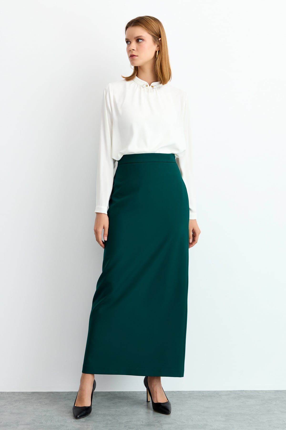 NİHAN Etek Nihan Kalem Etek  Yeşil_modest