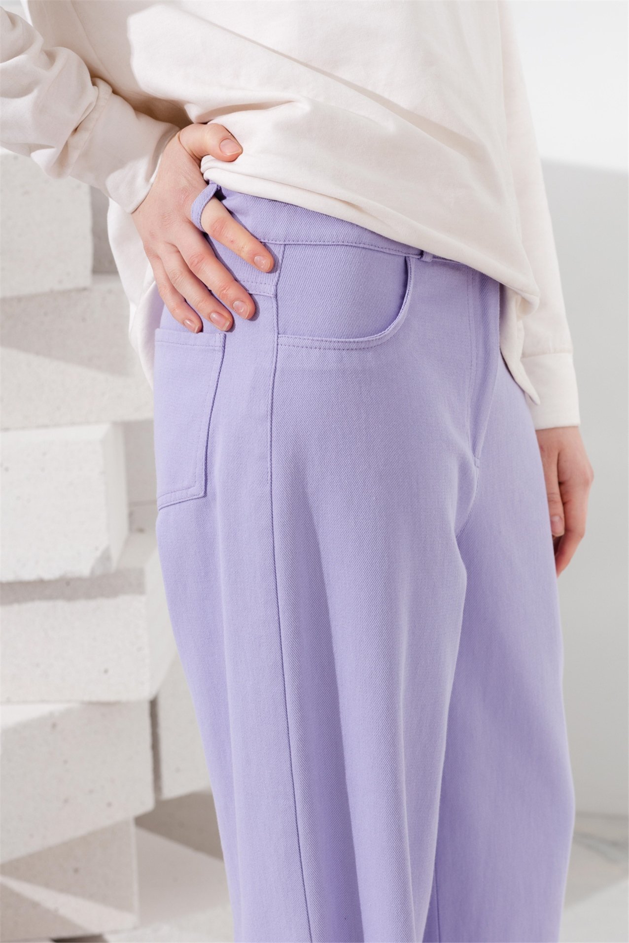 NİHAN Pantolon Nihan Kanvas Bol Pantolon  Lila_modest