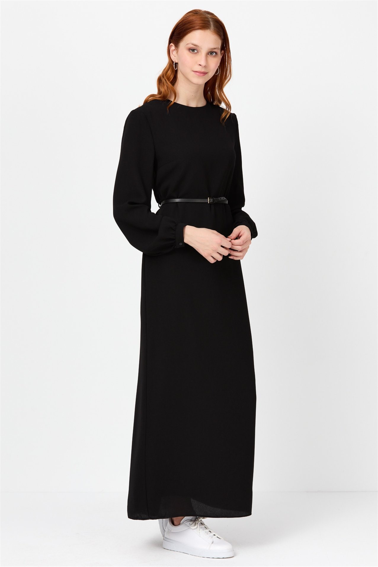 NİHAN Elbise Nihan Kemerli Elbise  Siyah_modest