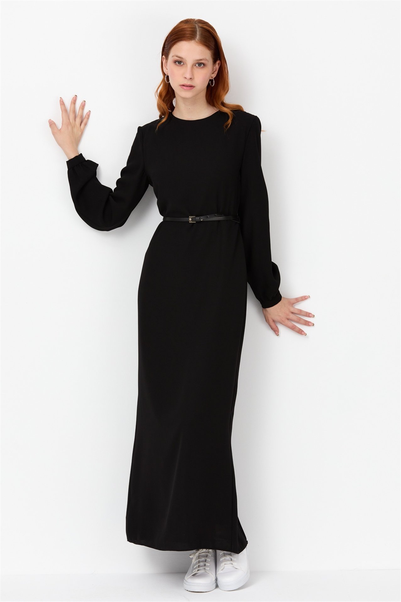 NİHAN Elbise Nihan Kemerli Elbise  Siyah_modest