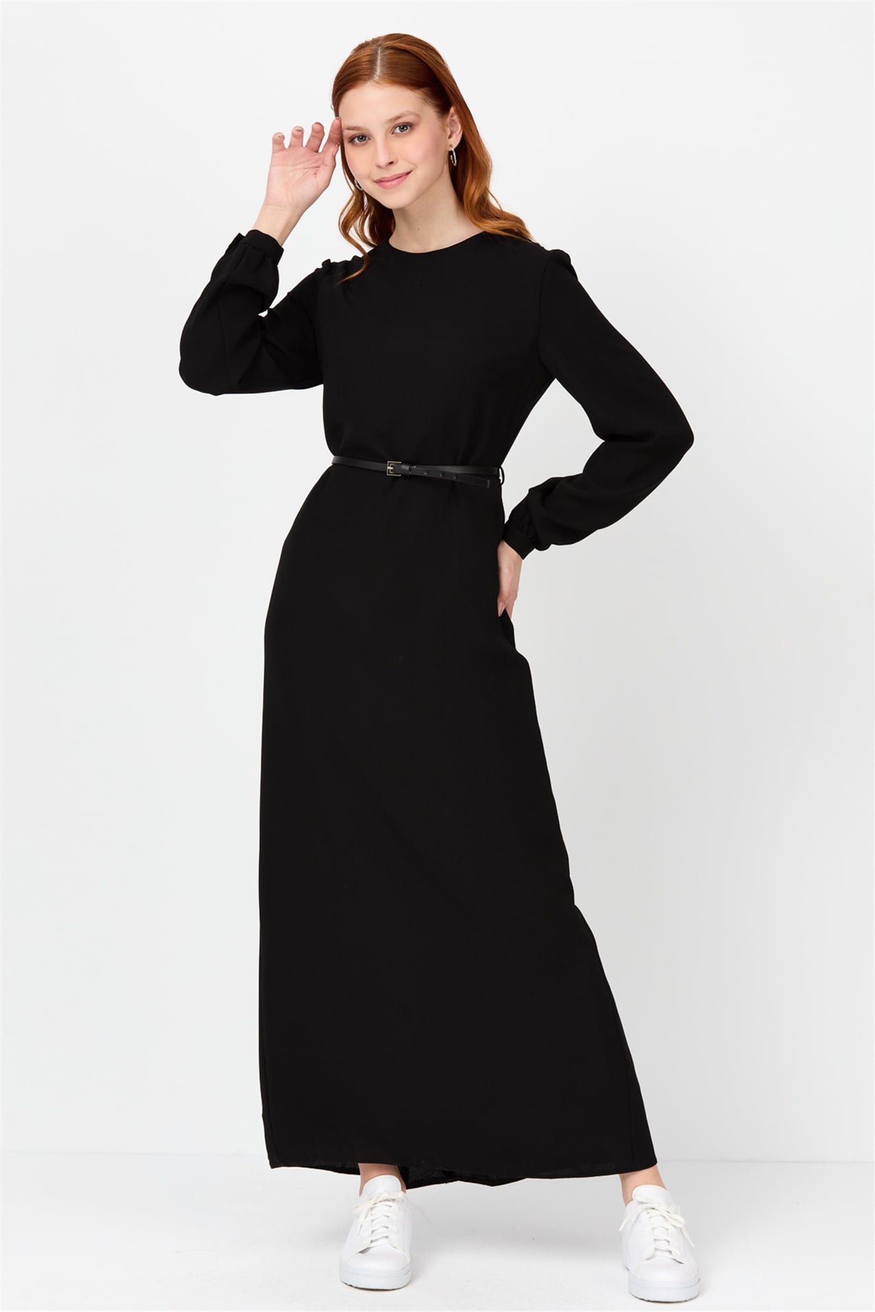 NİHAN Elbise Nihan Kemerli Elbise  Siyah_modest