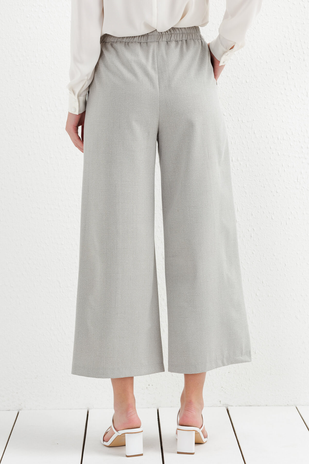 NİHAN Pantolon Nihan Keten Palazzo Pantolon  Gri_modest