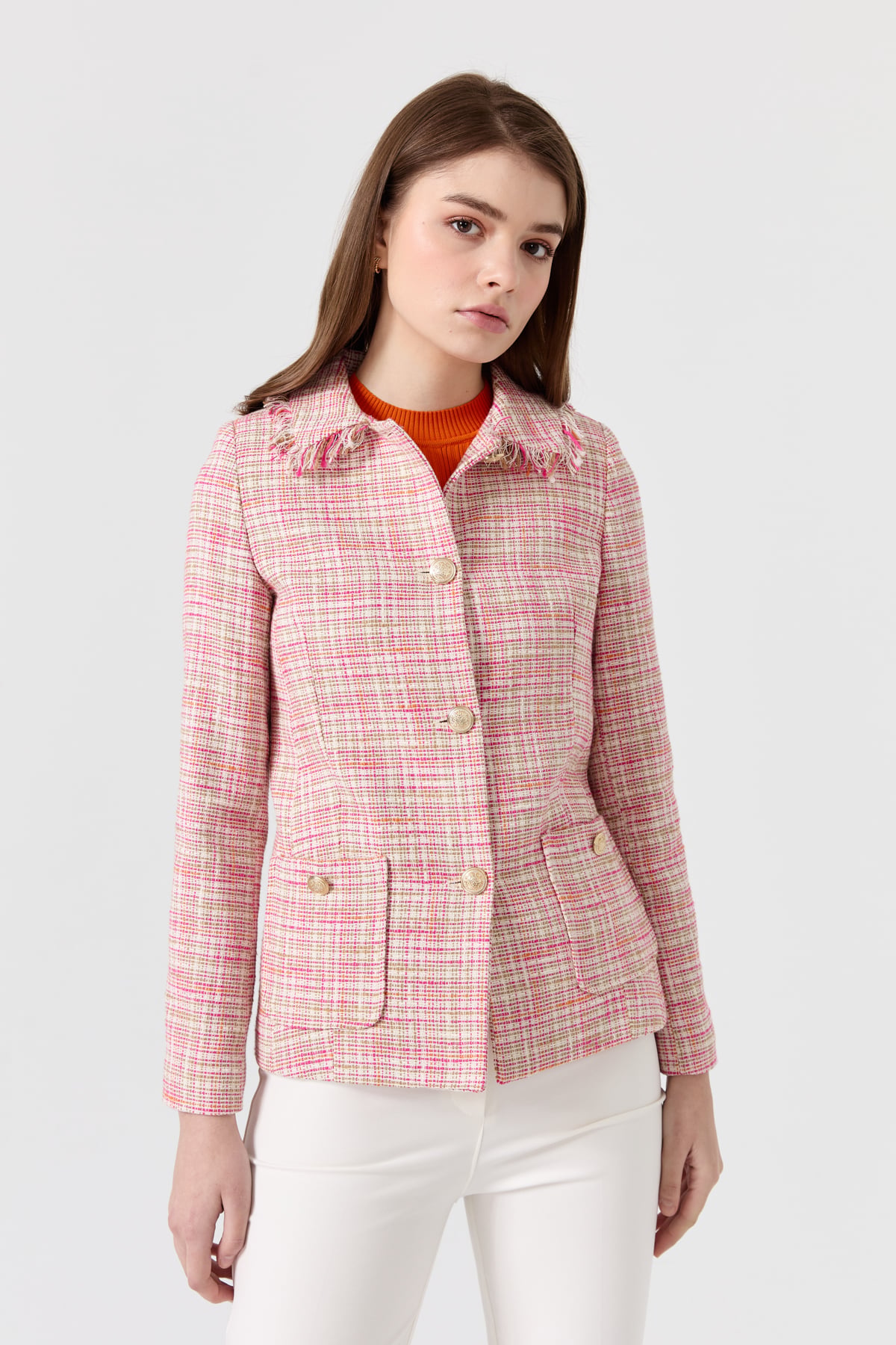 NİHAN Jacket Nihan Kısa Chanel Ceket  Fuşya_modest
