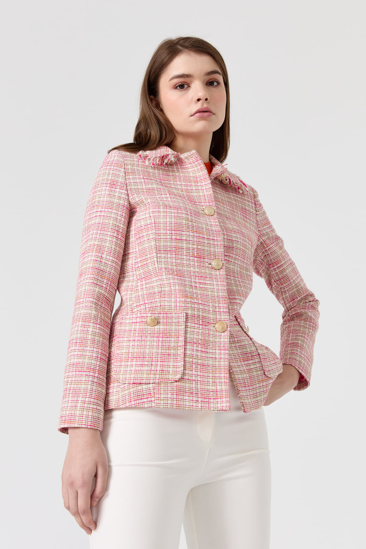NİHAN Jacket Nihan Kısa Chanel Ceket  Fuşya_modest