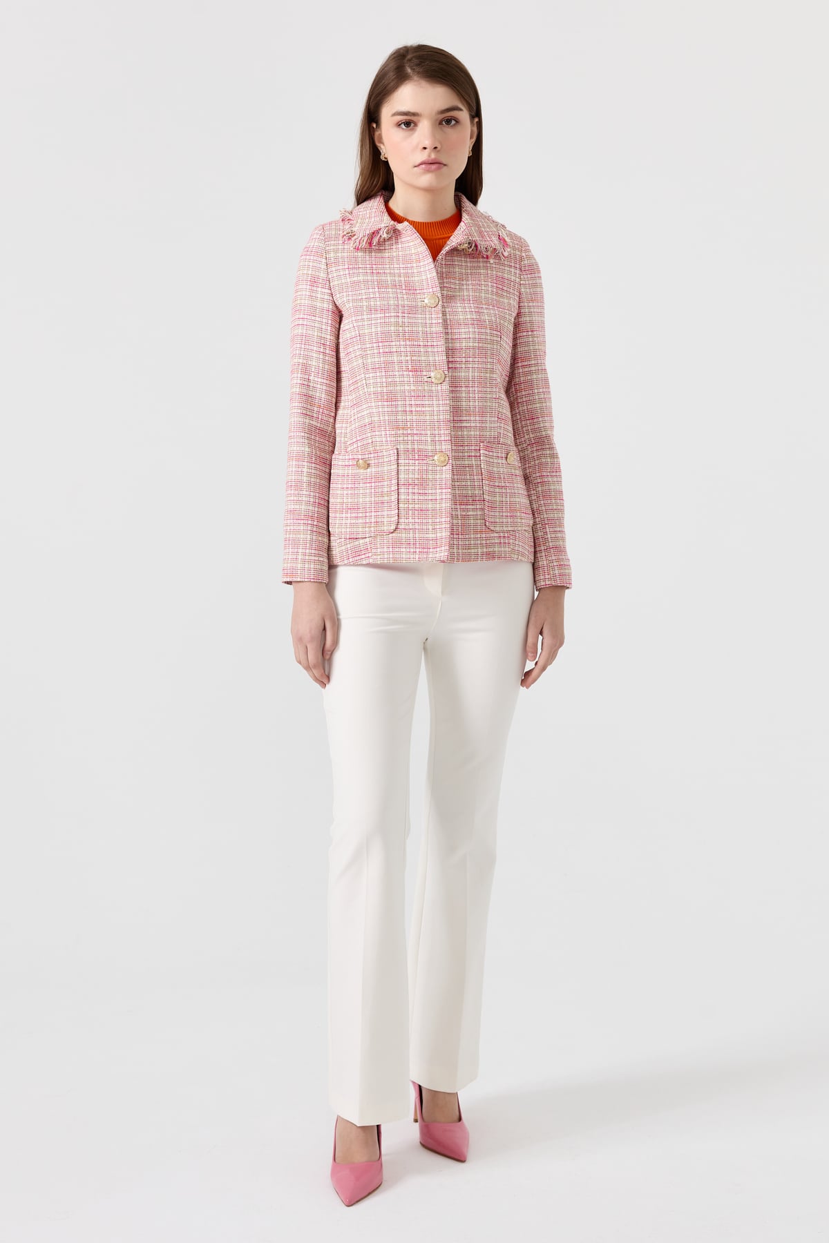 NİHAN Jacket Nihan Kısa Chanel Ceket  Fuşya_modest