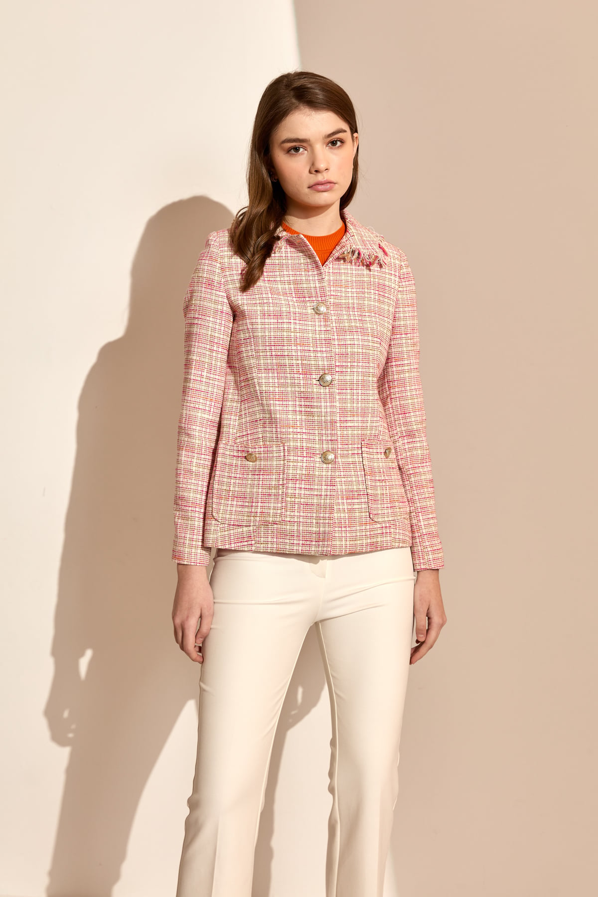 NİHAN Jacket Nihan Kısa Chanel Ceket  Fuşya_modest
