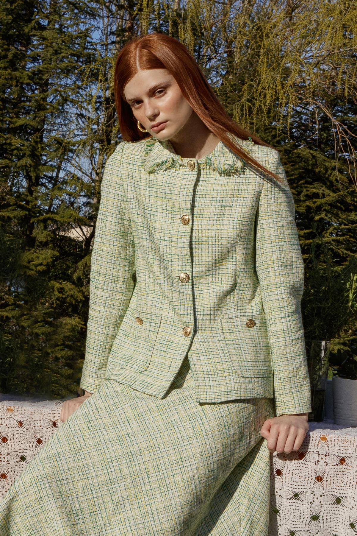 NİHAN Jacket Nihan Kısa Chanel Ceket  Yeşil_modest