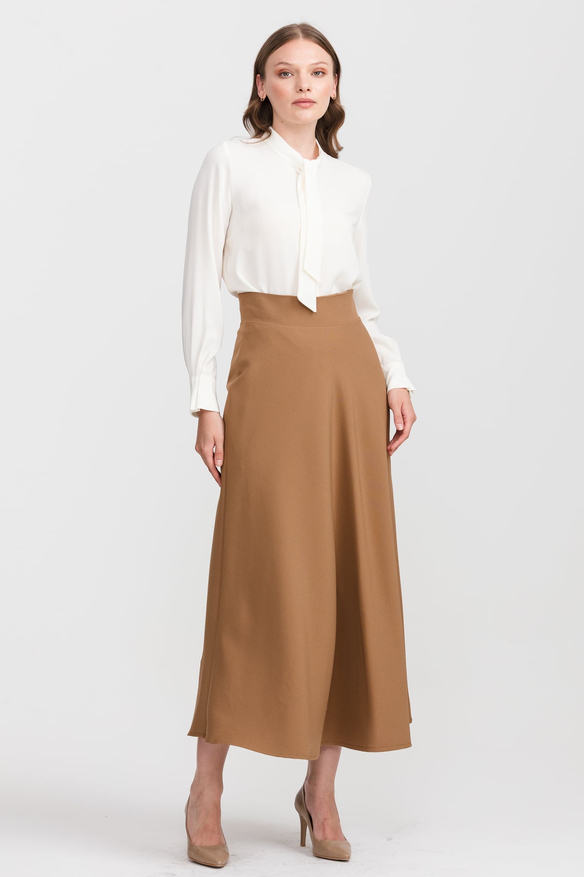 NİHAN Etek Nihan Kloş Etek  Vizon_modest