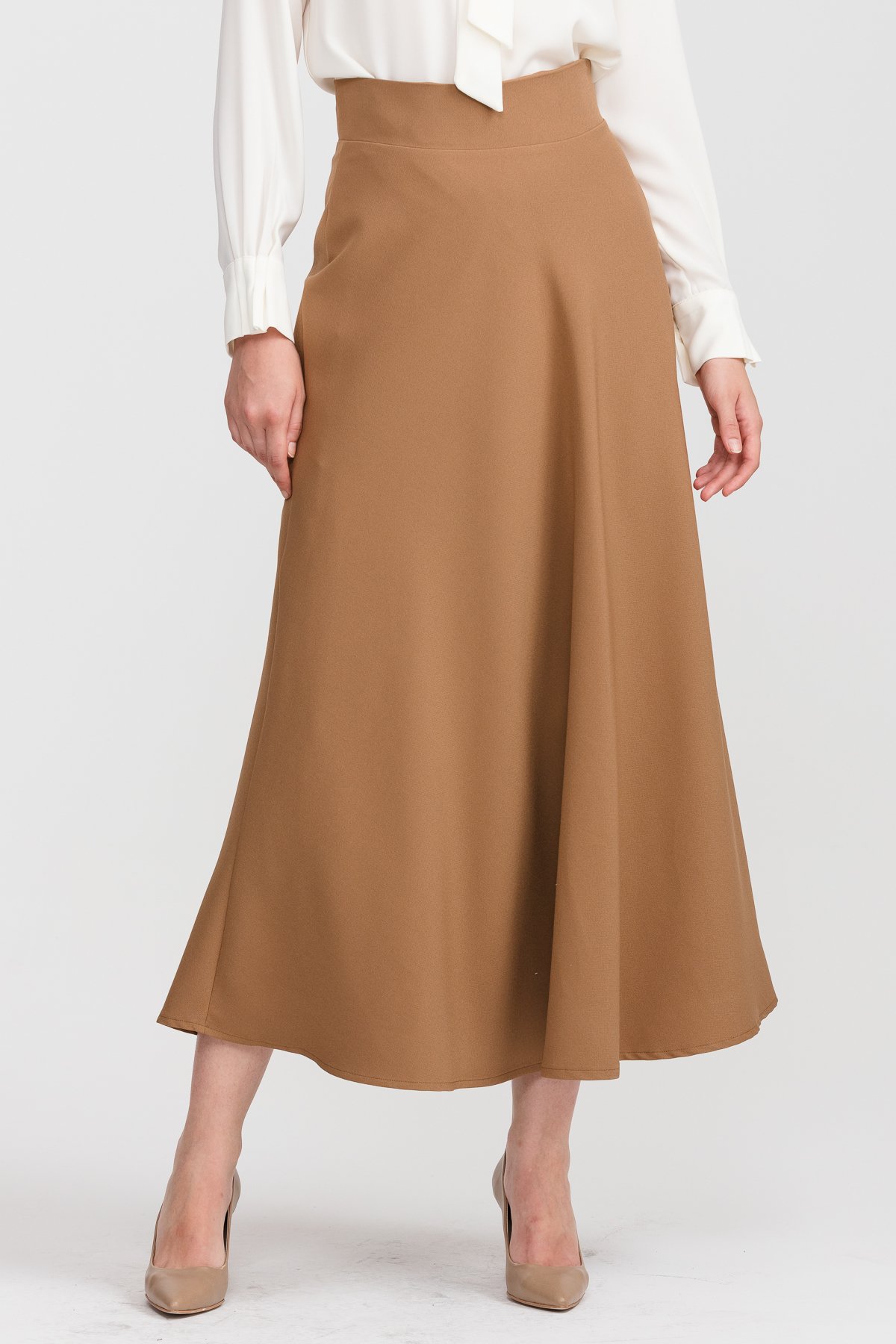 NİHAN Etek Nihan Kloş Etek  Vizon_modest