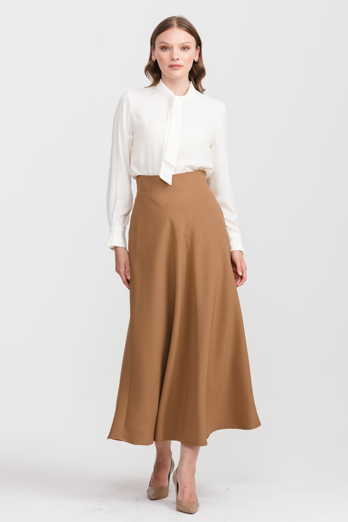 NİHAN Etek Nihan Kloş Etek  Vizon_modest