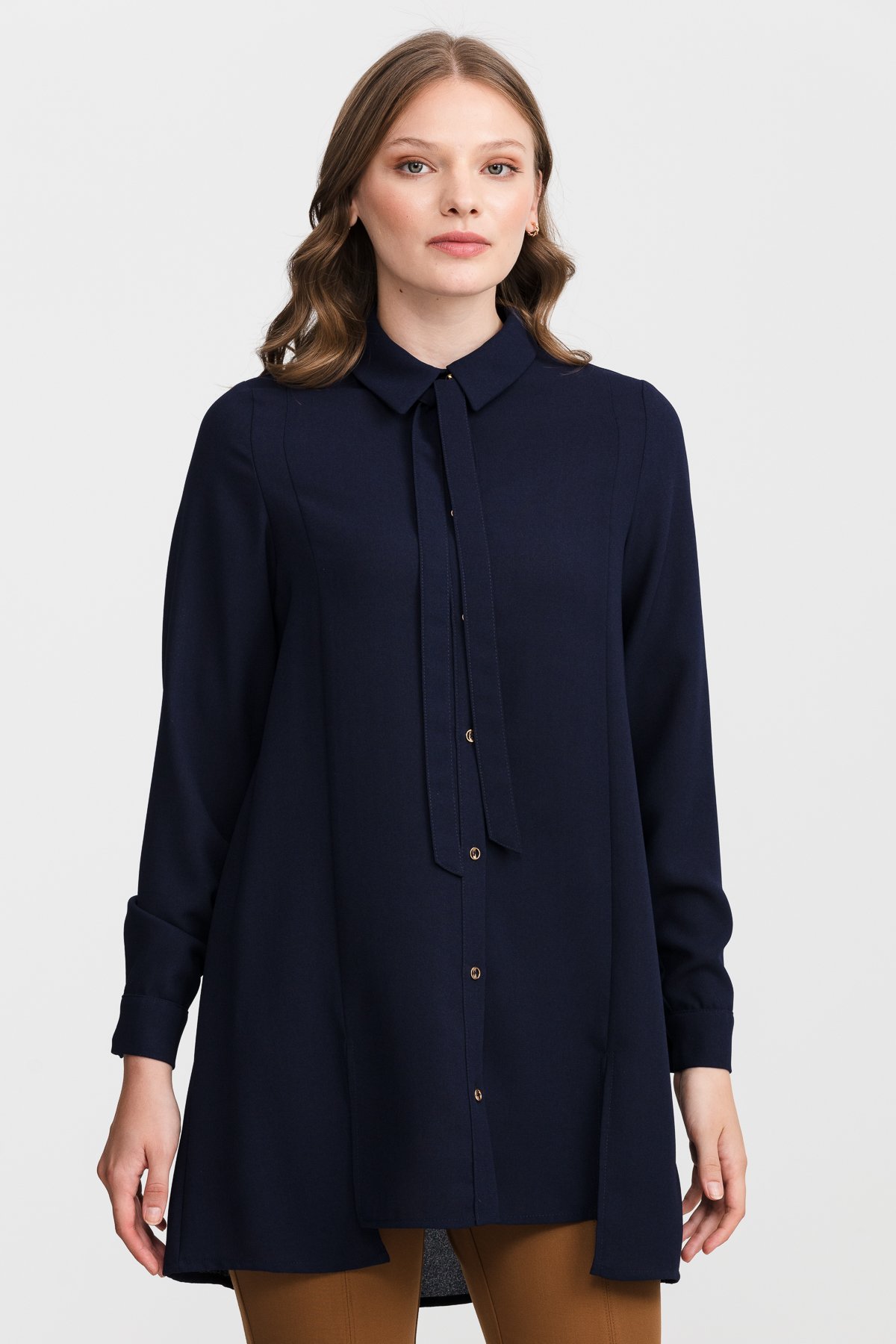 NİHAN Tunik Nihan Kravatlı Tunik  Lacivert_modest