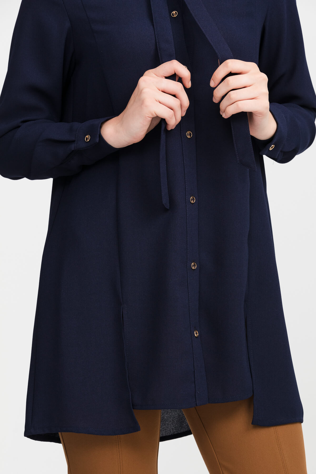 NİHAN Tunik Nihan Kravatlı Tunik  Lacivert_modest