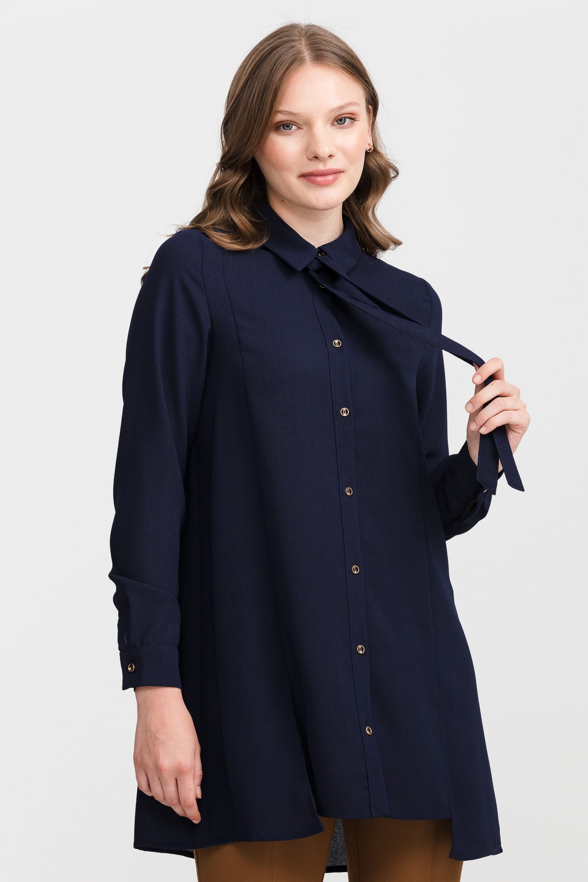 NİHAN Tunik Nihan Kravatlı Tunik  Lacivert_modest