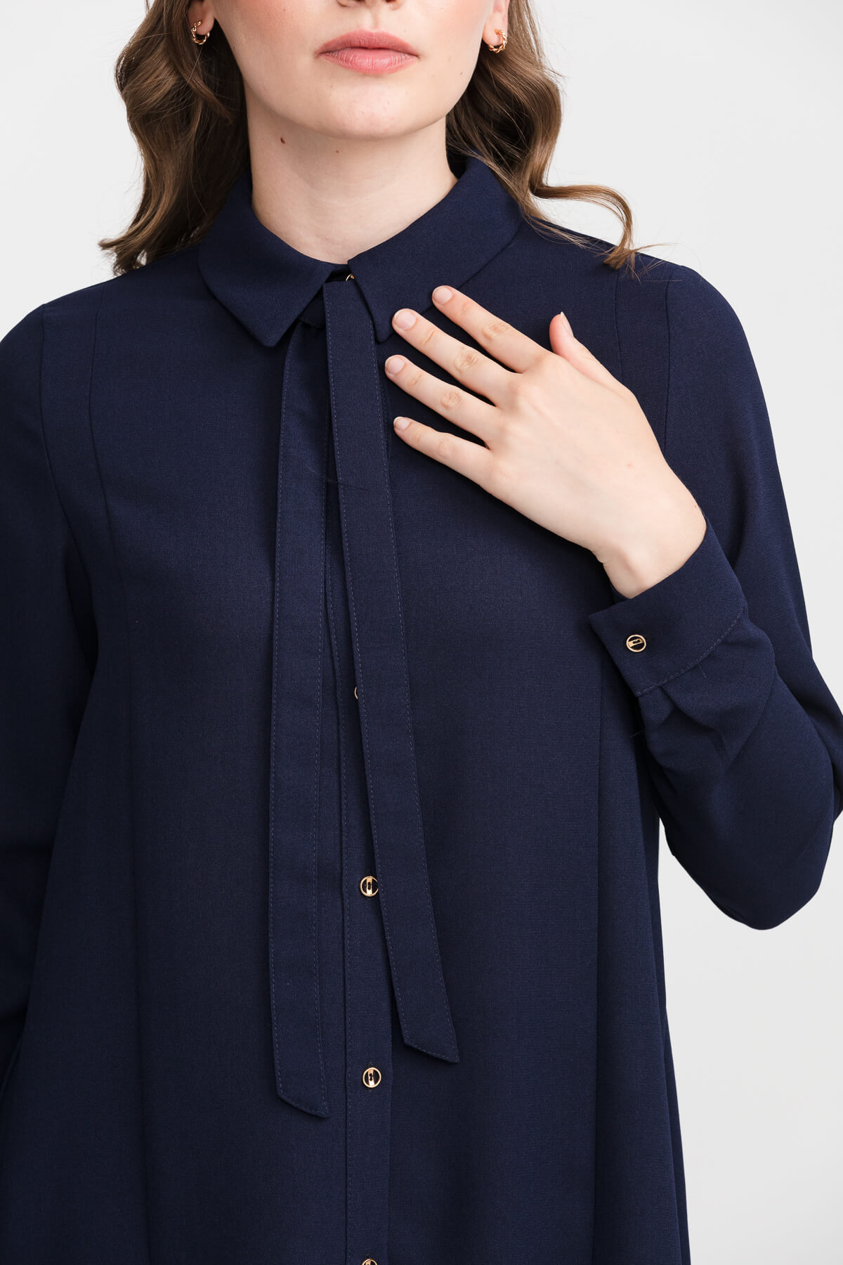 NİHAN Tunik Nihan Kravatlı Tunik  Lacivert_modest