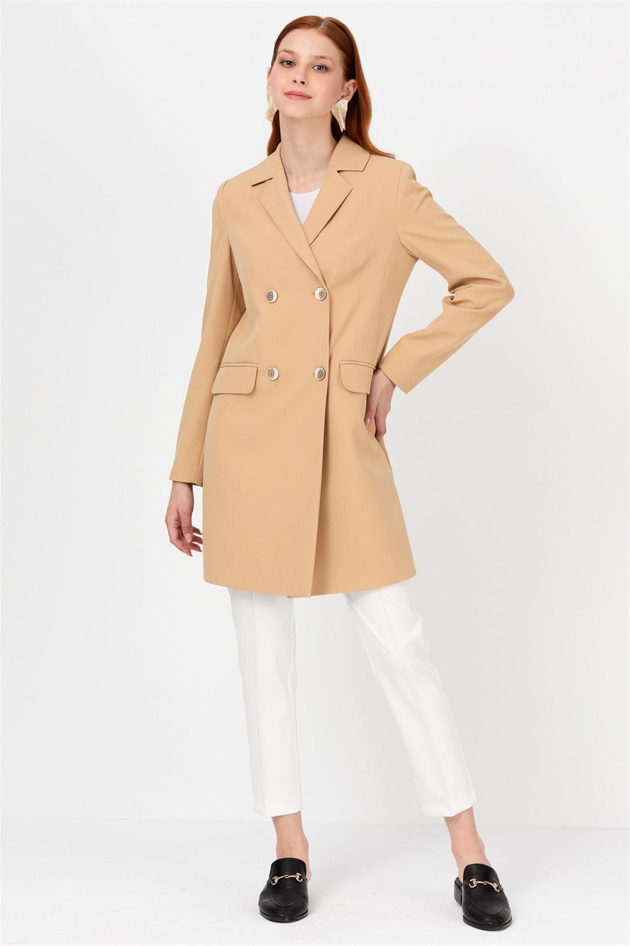 NİHAN Ceket Nihan Kruvaze Ceket  Camel_modest