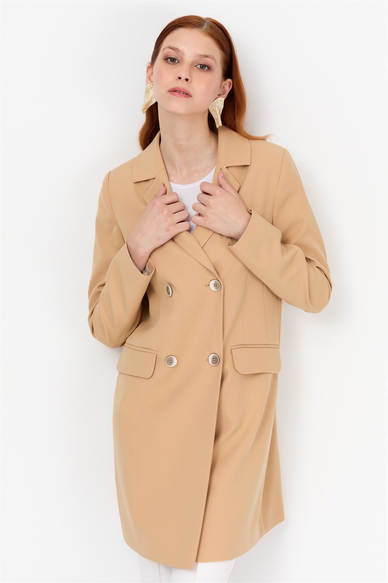 NİHAN Ceket Nihan Kruvaze Ceket  Camel_modest