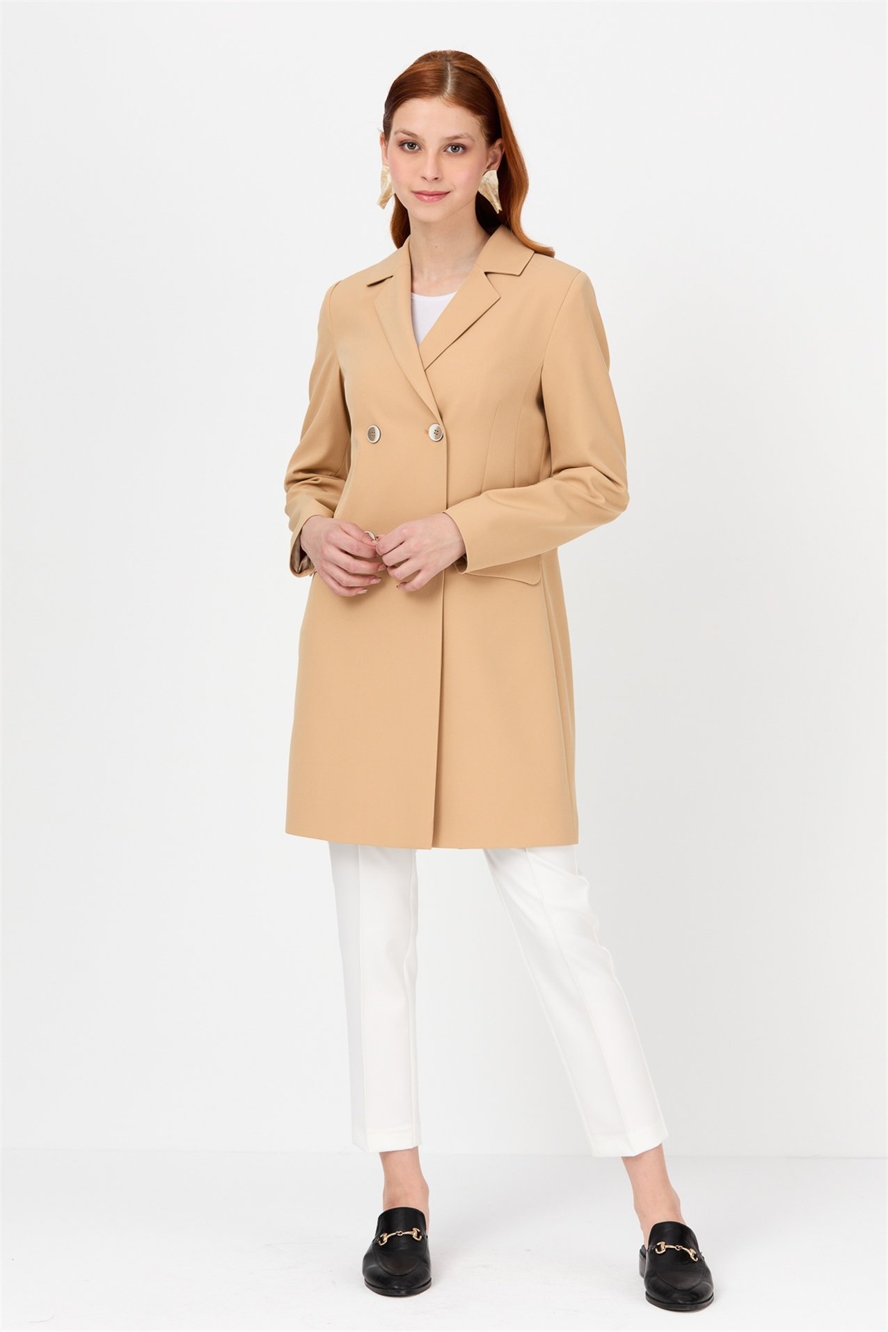 NİHAN Ceket Nihan Kruvaze Ceket  Camel_modest