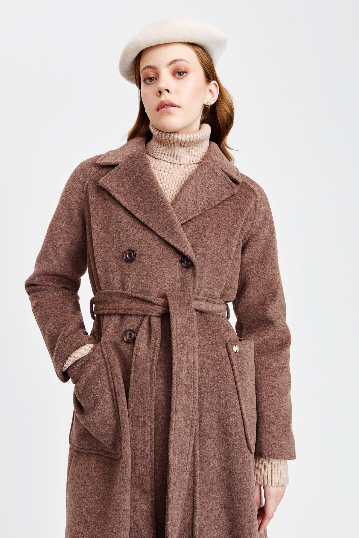 NİHAN Kaban Nihan Kruvaze Kaşe Kaban  Kahve_modest