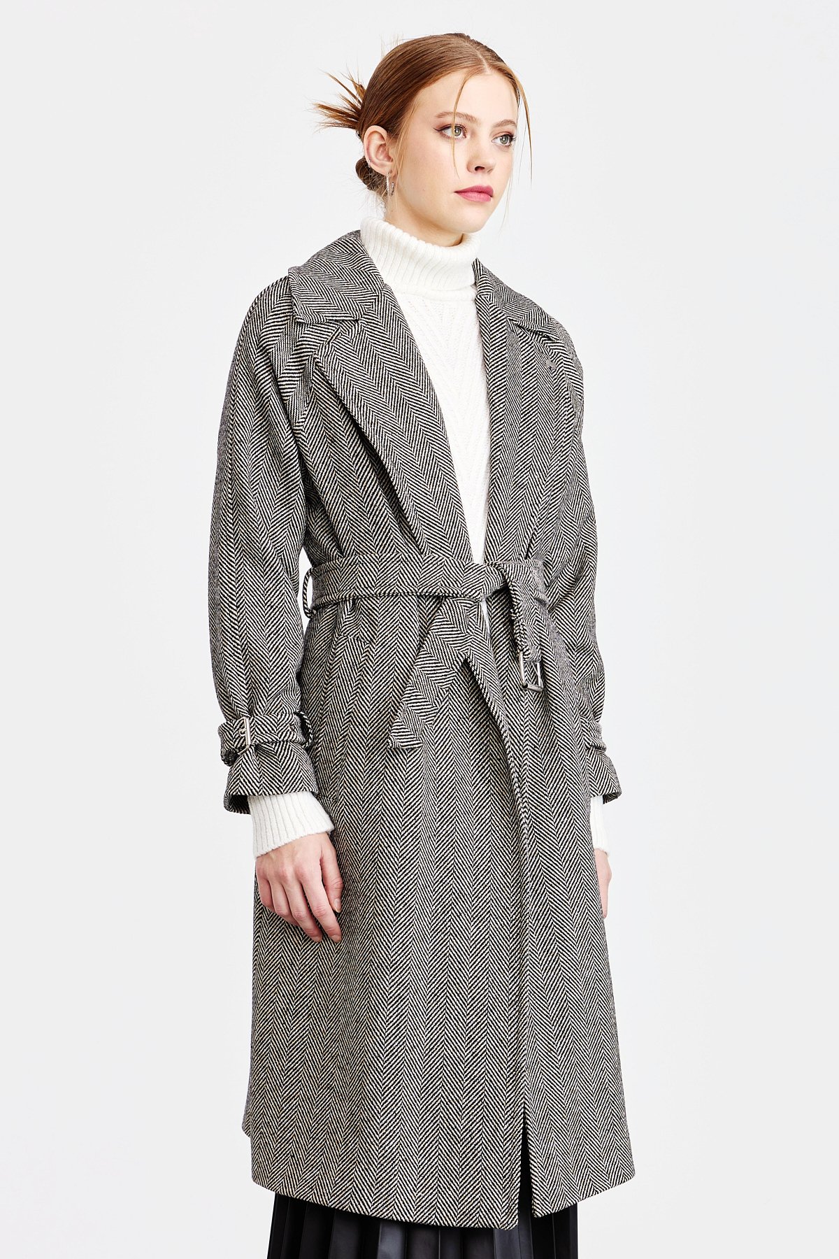 NİHAN Coat Nihan Kuşaklı Kaban  Siyah_modest