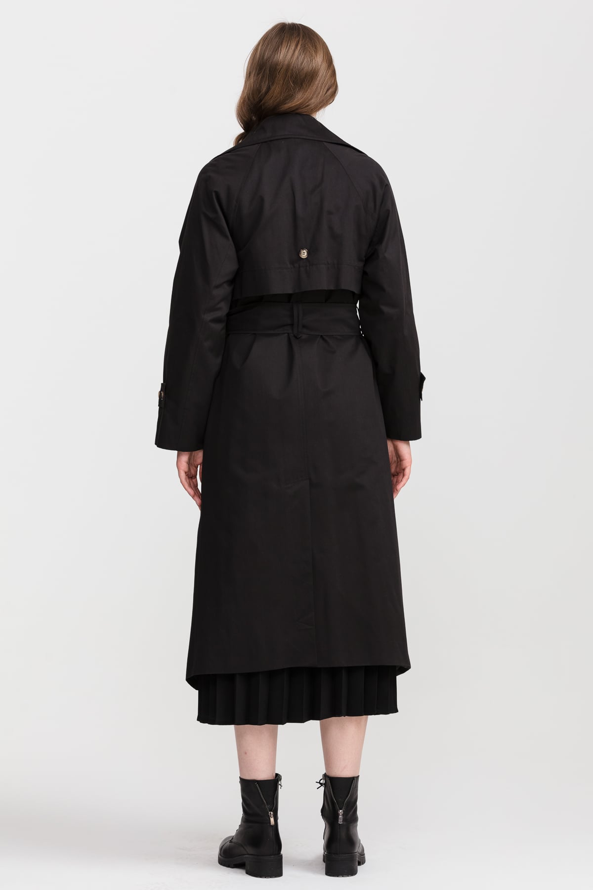NİHAN Trench Coat Nihan Kuşaklı Trençkot  Siyah_modest
