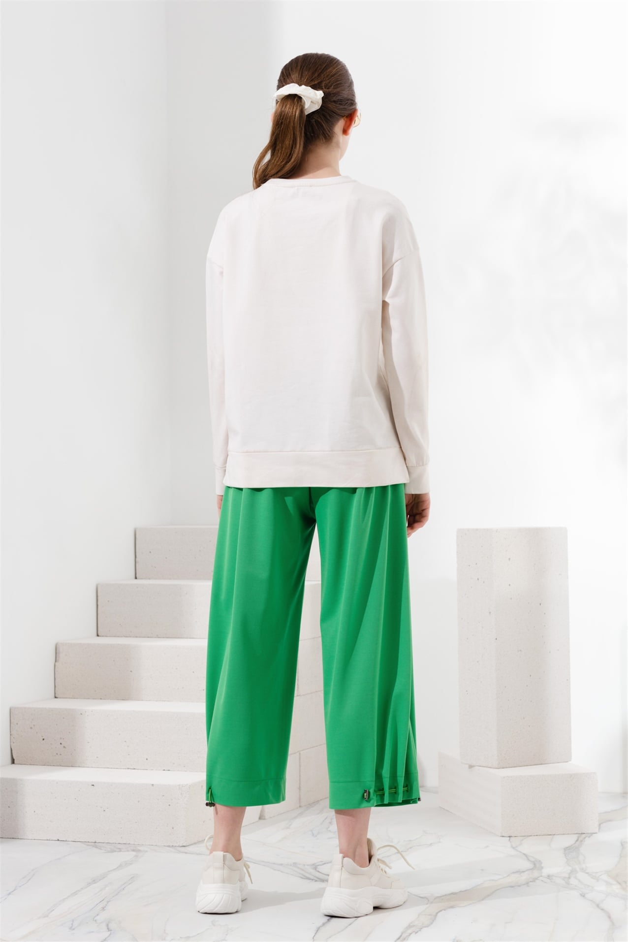 NİHAN Pantolon Nihan Örme Bol Pantolon  Benetton Yeşili_modest