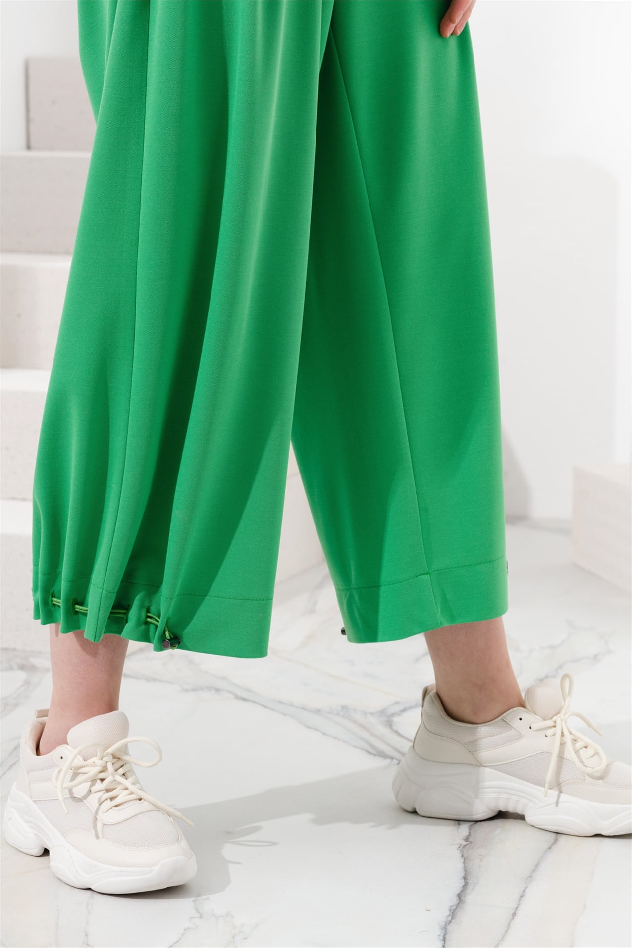 NİHAN Pantolon Nihan Örme Bol Pantolon  Benetton Yeşili_modest