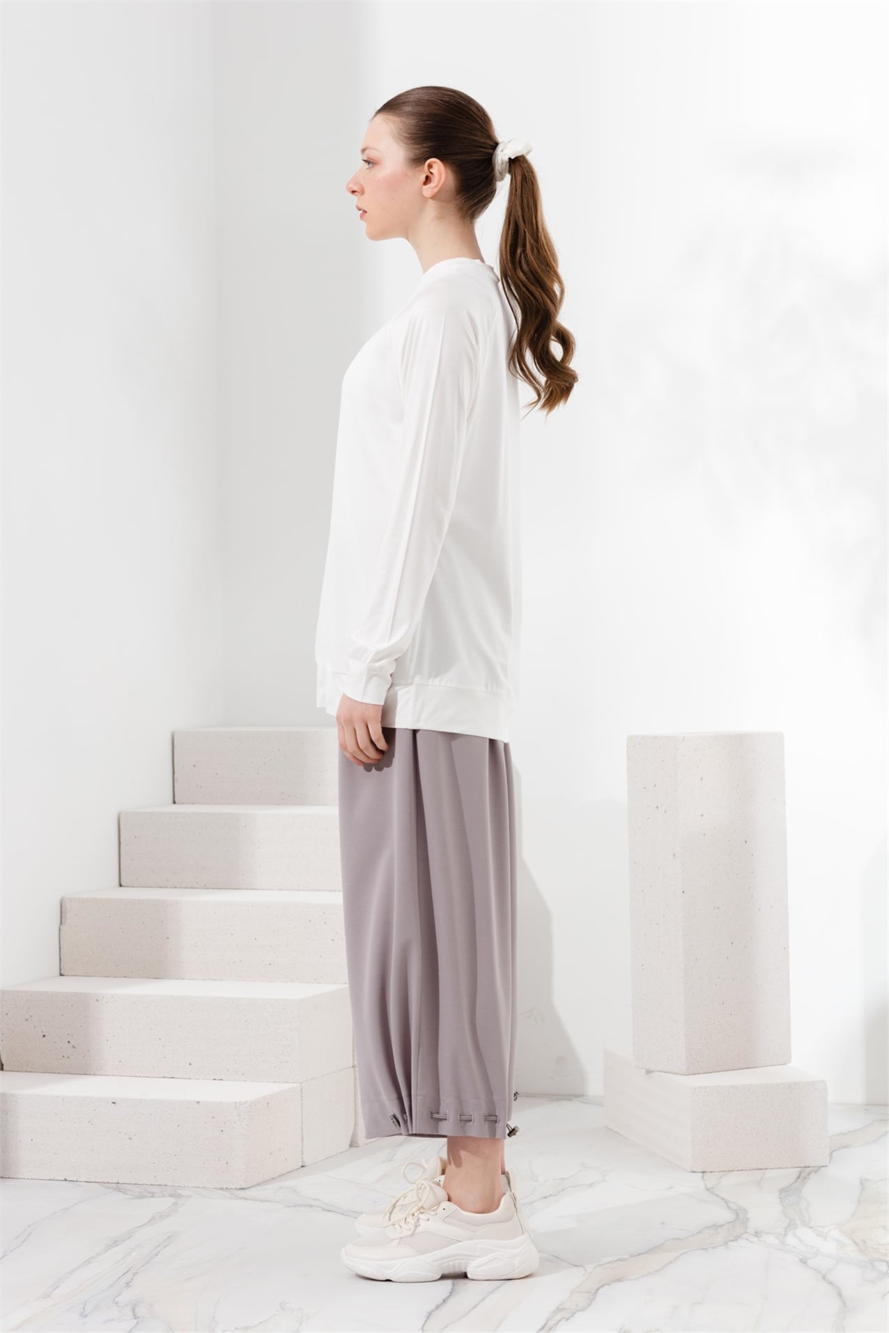 NİHAN Pantolon Nihan Örme Bol Pantolon  Gri_modest