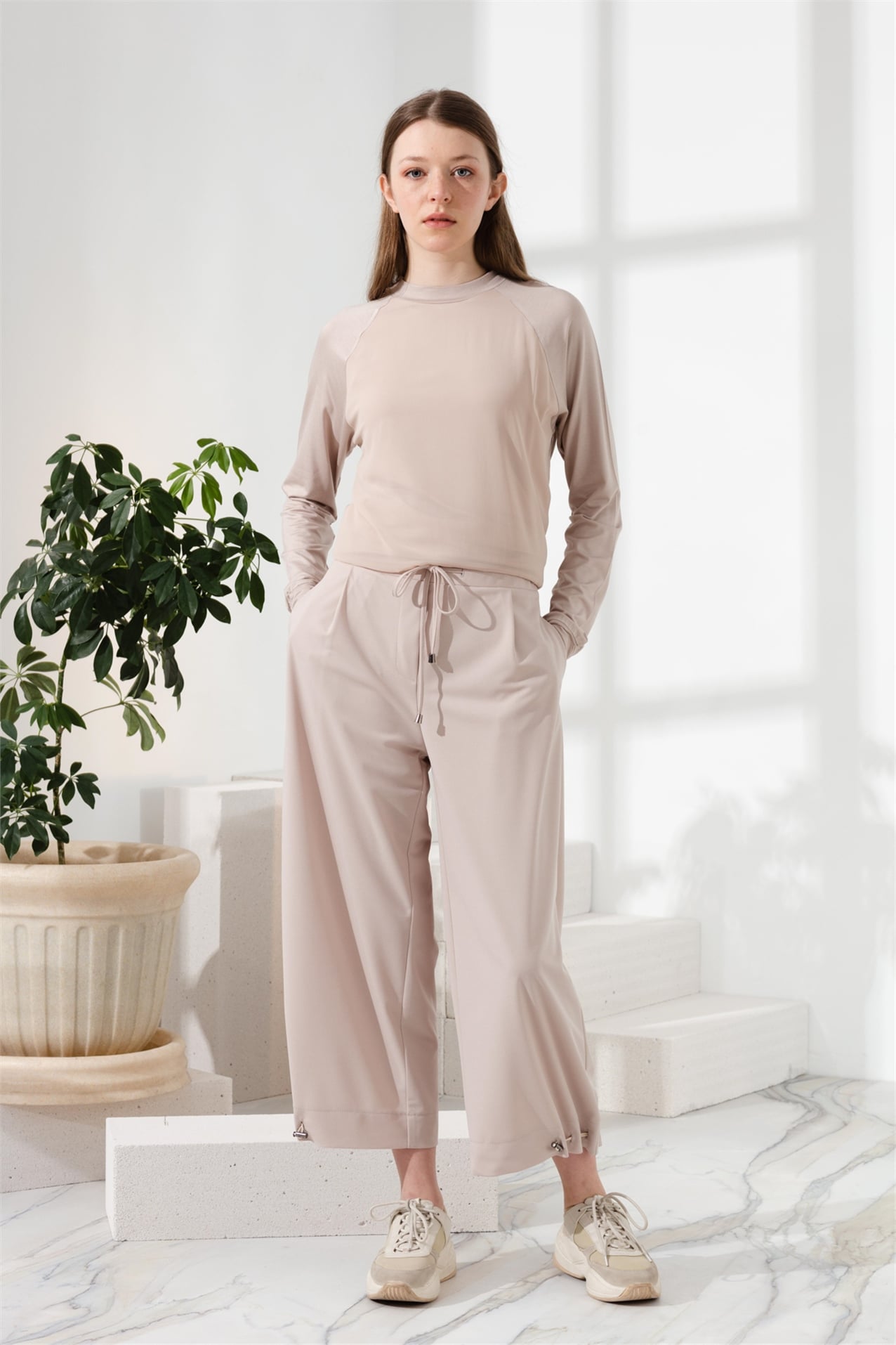 NİHAN Pantolon Nihan Örme Bol Pantolon  Taş_modest