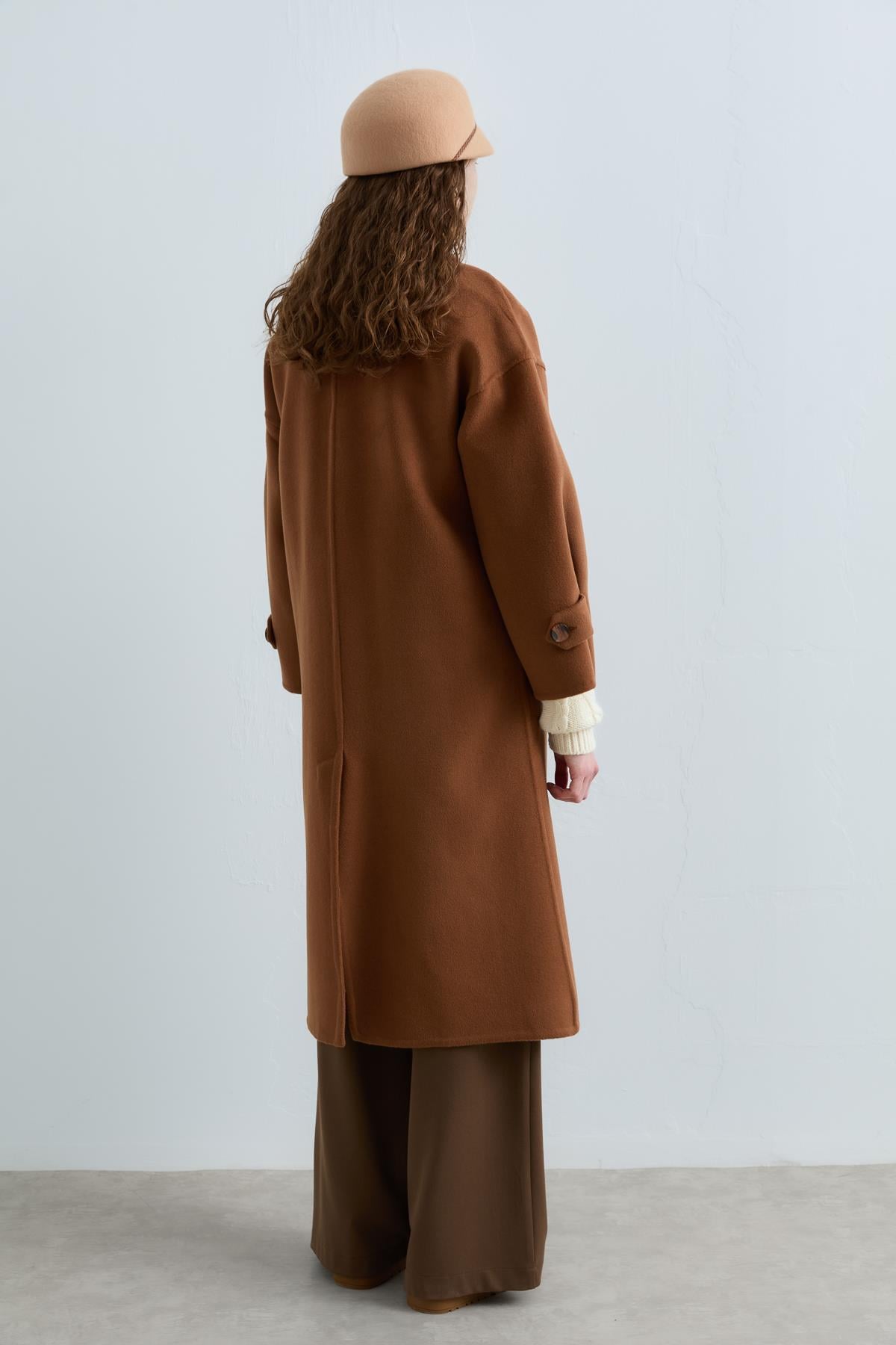 NİHAN Coat Nihan Oversize Kaşmir Kaban  Kahve_modest