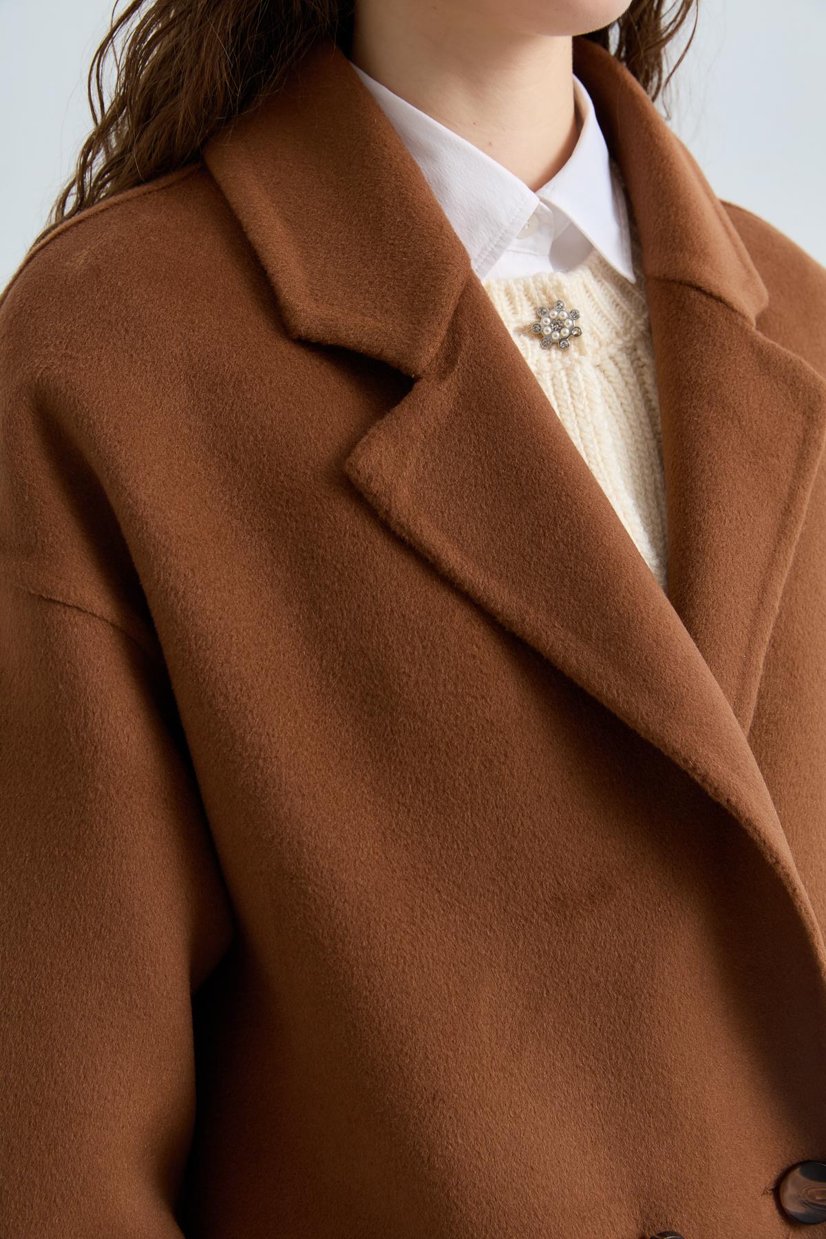 NİHAN Coat Nihan Oversize Kaşmir Kaban  Kahve_modest