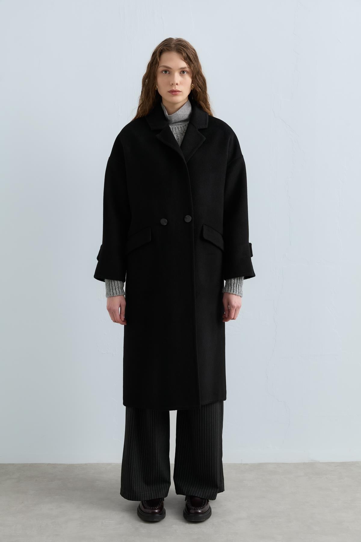 NİHAN Kaban Nihan Oversize Kaşmir Kaban  Siyah_modest