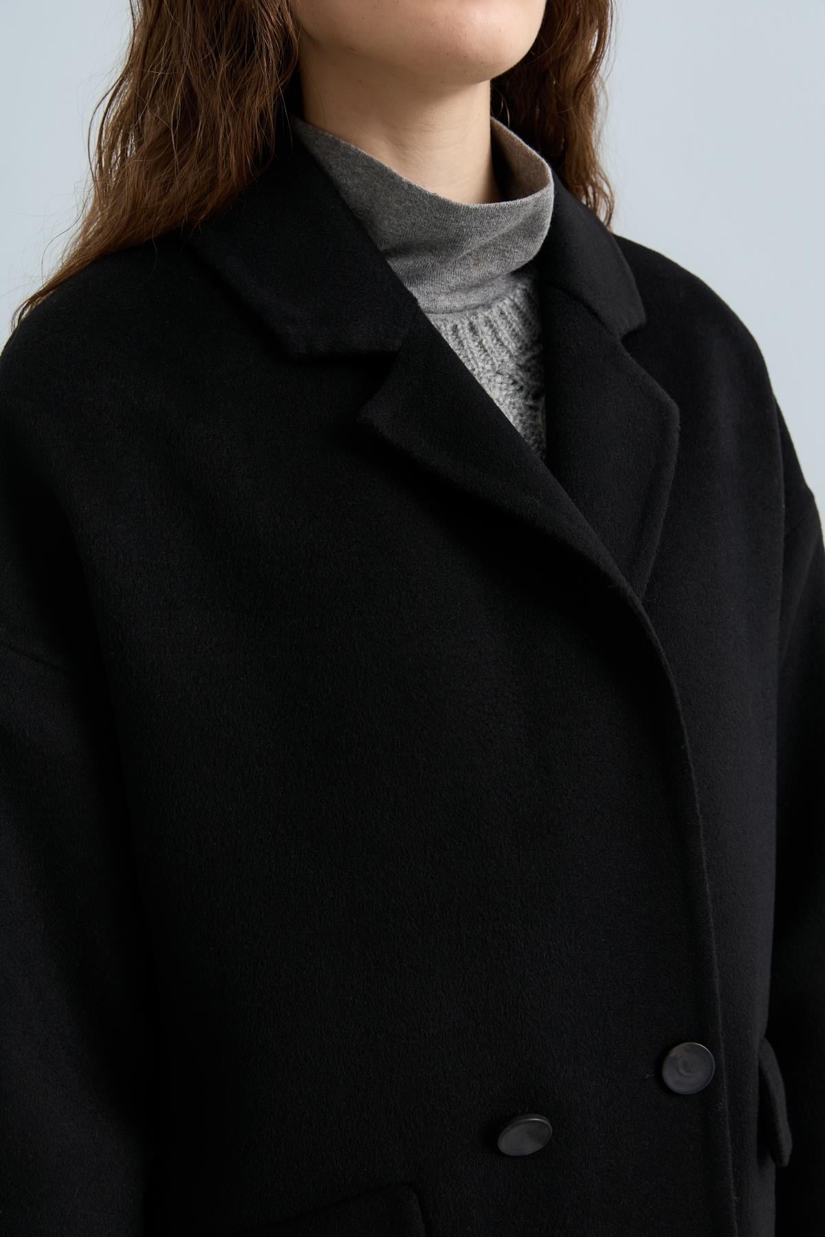 NİHAN Kaban Nihan Oversize Kaşmir Kaban  Siyah_modest
