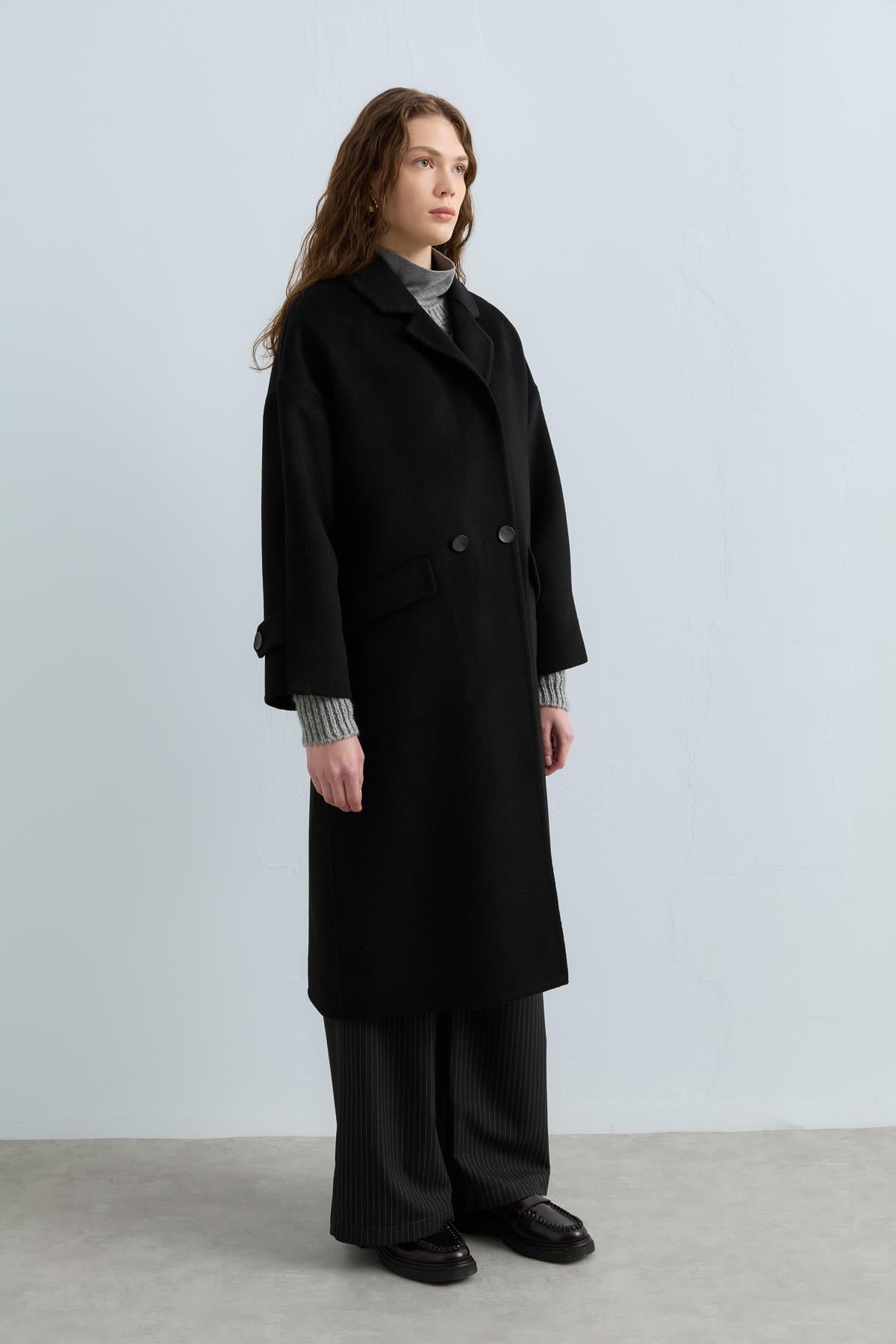 NİHAN Kaban Nihan Oversize Kaşmir Kaban  Siyah_modest