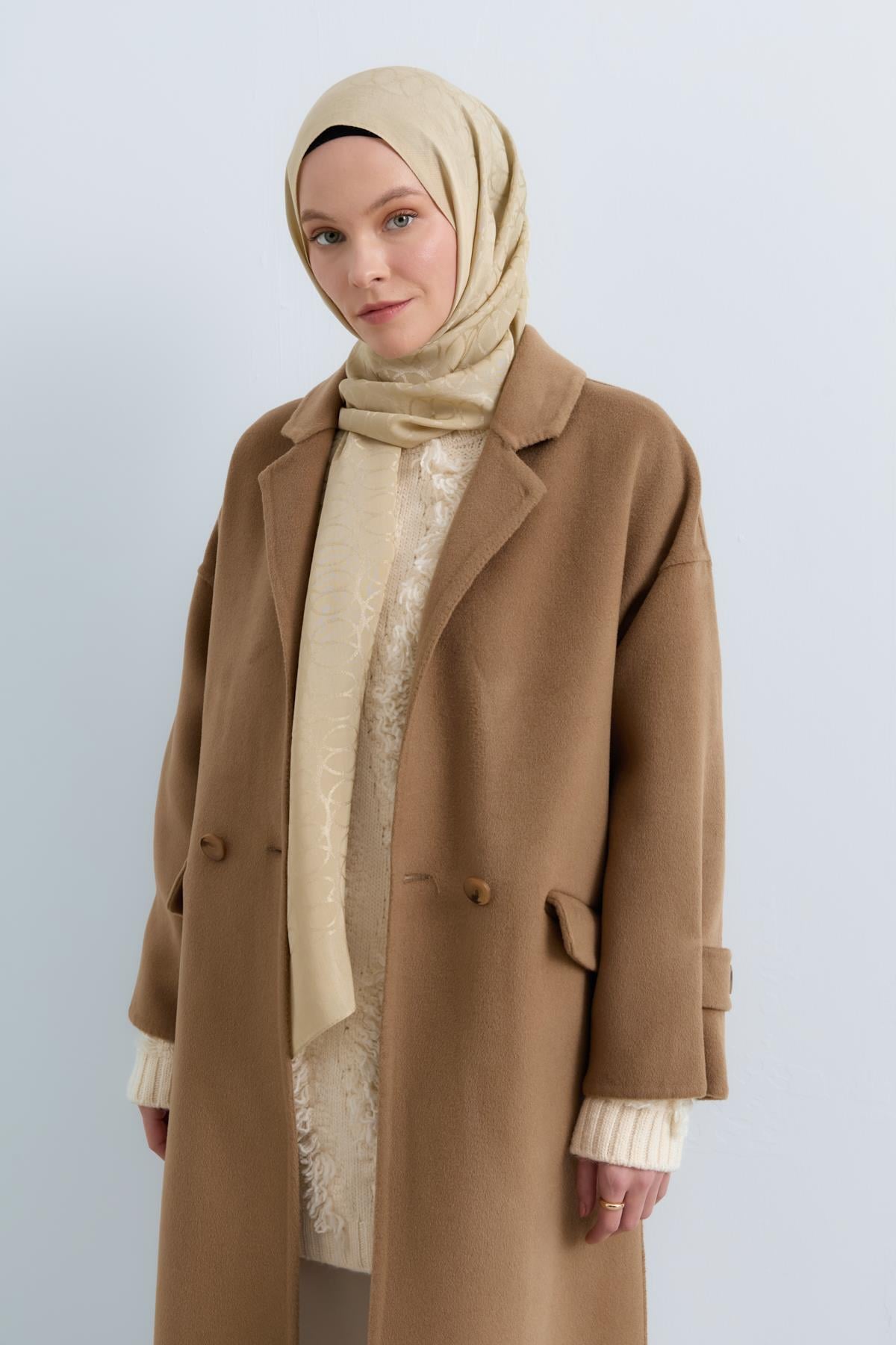 NİHAN Coat Nihan Oversize Kaşmir Kaban  Vizon_modest