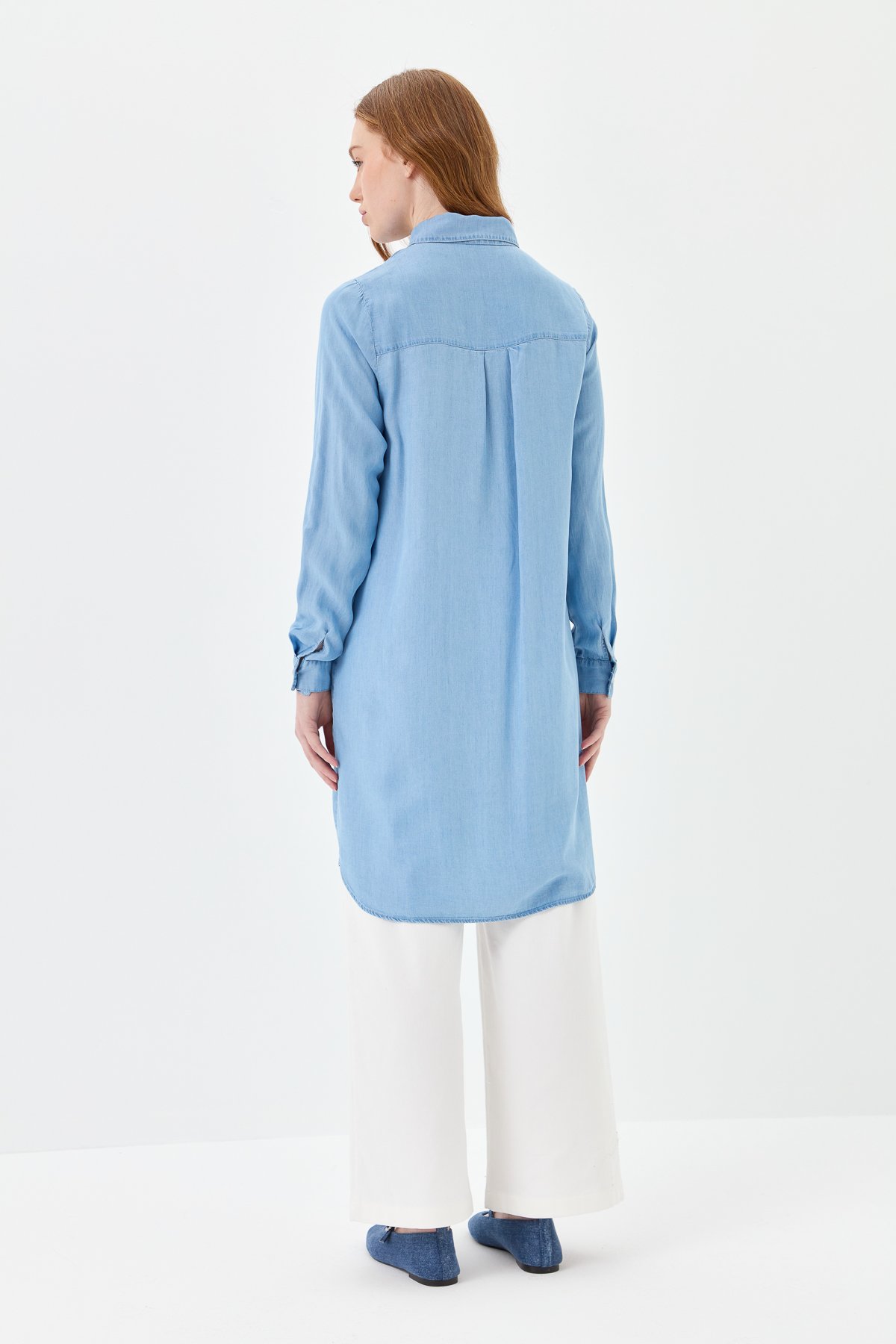 NİHAN Tunik Nihan Özel Nakış Detaylı Tencel Tunik  Buz_modest