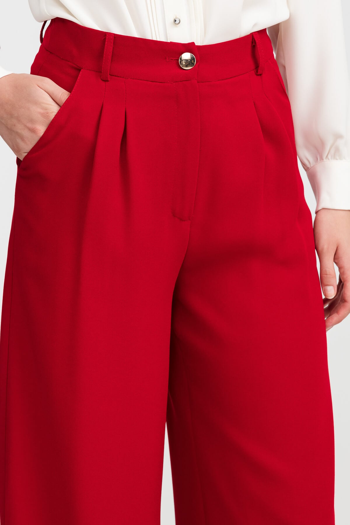 NİHAN Pantolon Nihan Palazzo Pantolon  Kırmızı_modest