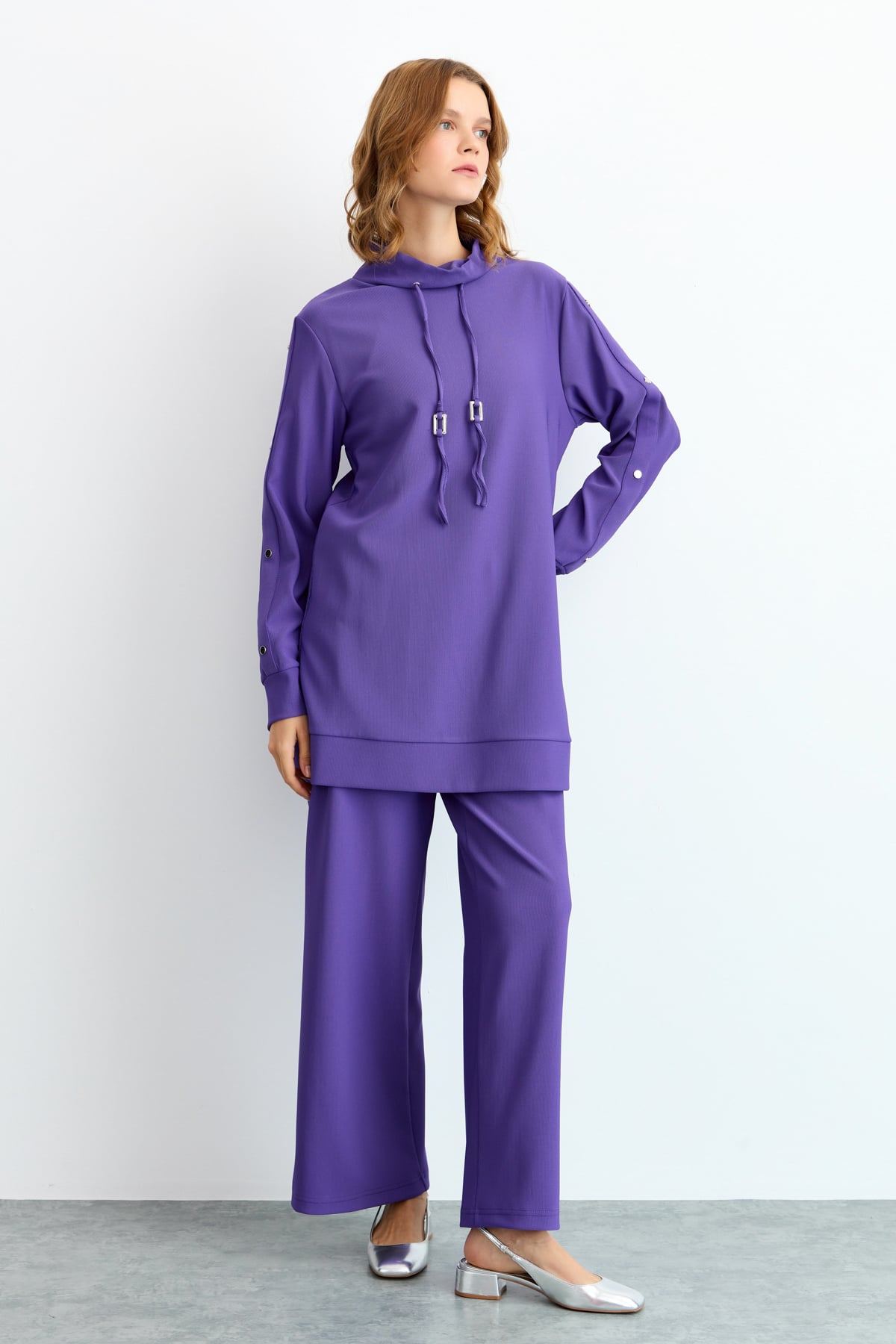 NİHAN Takım Nihan Pantolon Tunik Takım  Mor_modest
