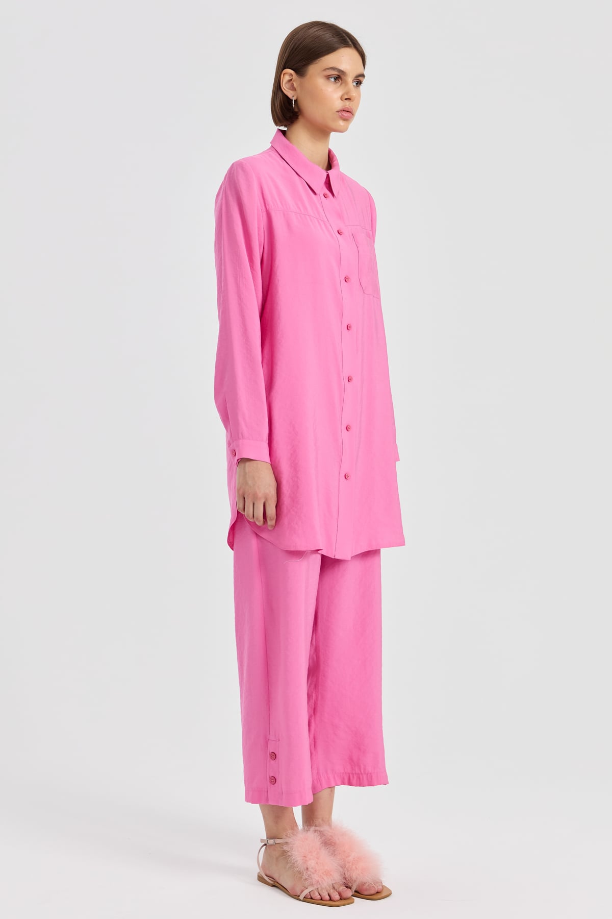 NİHAN Takım Nihan Pantolon Tunik Takım  Pembe_modest