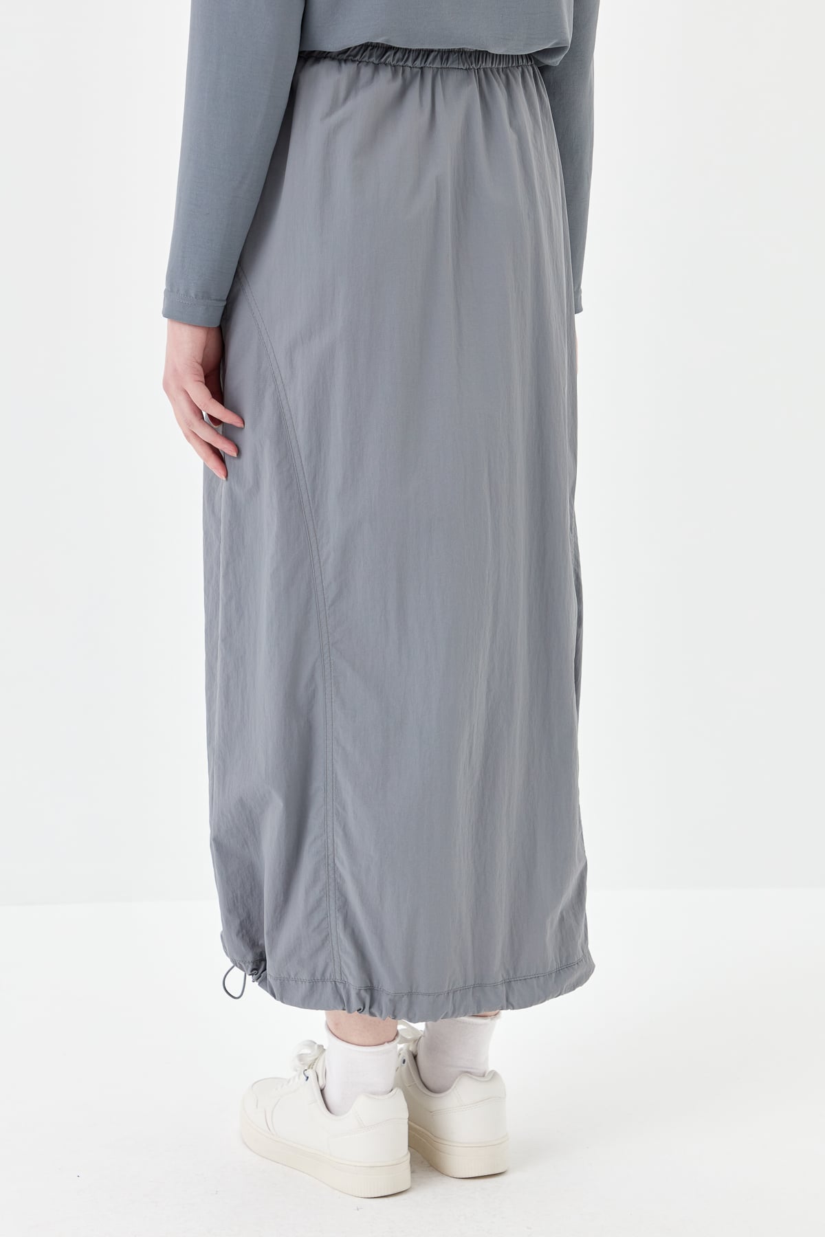 NİHAN Skirt Nihan Paraşüt Kumaş Etek  Gri_modest