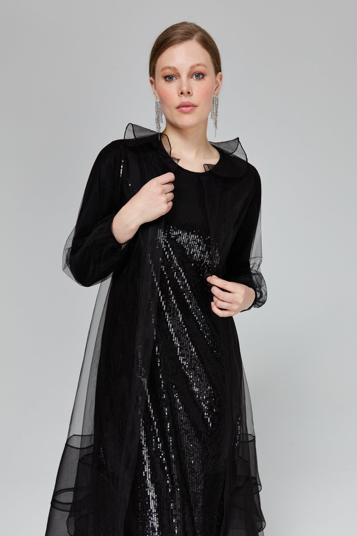 NİHAN Elbise Nihan Payetli Elbise  Siyah_modest
