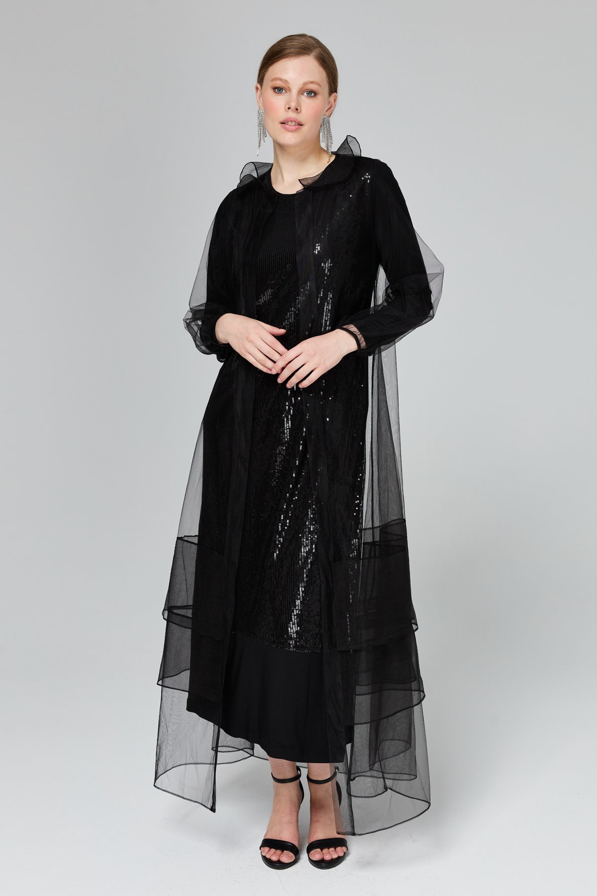NİHAN Elbise Nihan Payetli Elbise  Siyah_modest