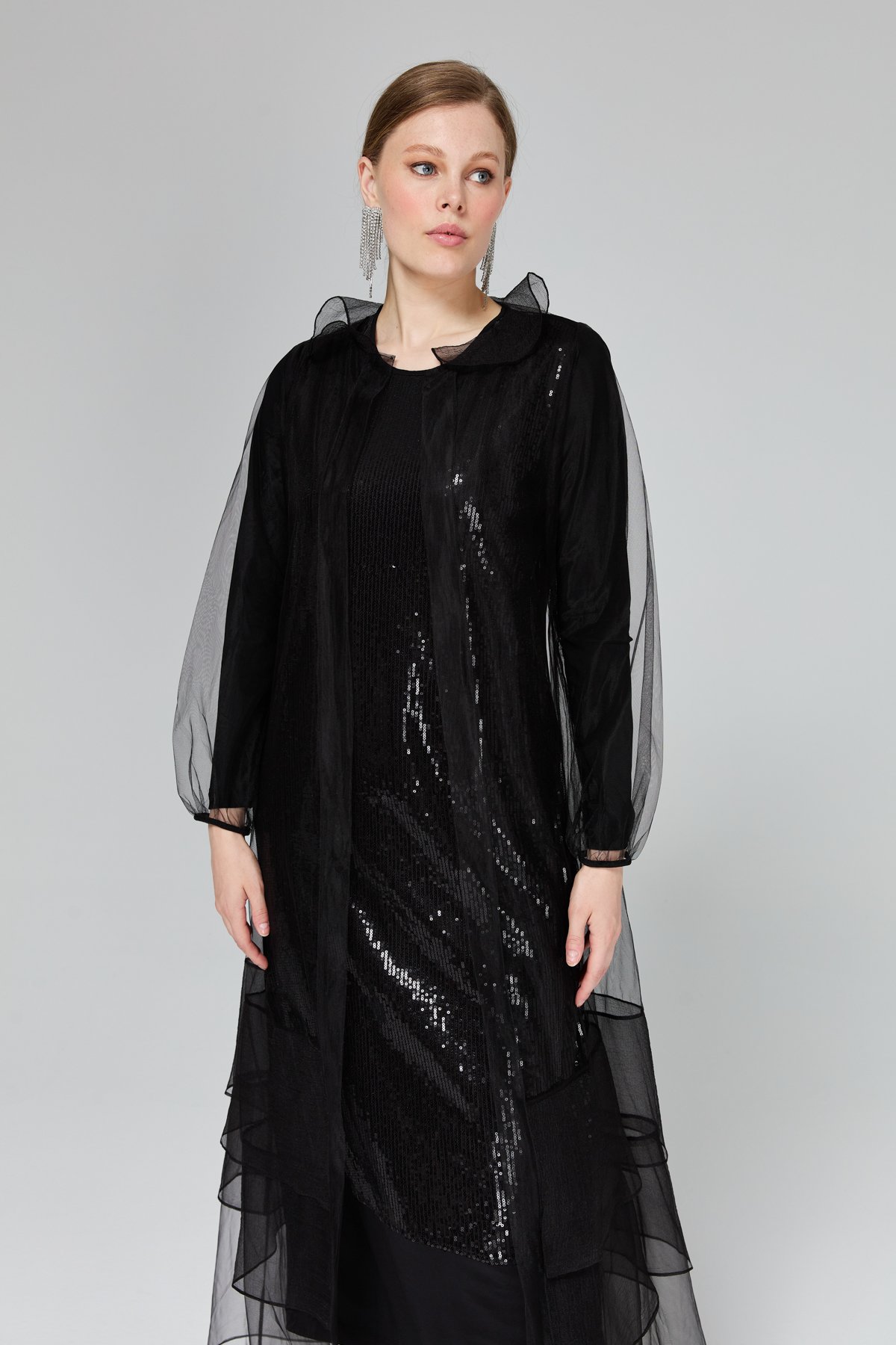 NİHAN Elbise Nihan Payetli Elbise  Siyah_modest
