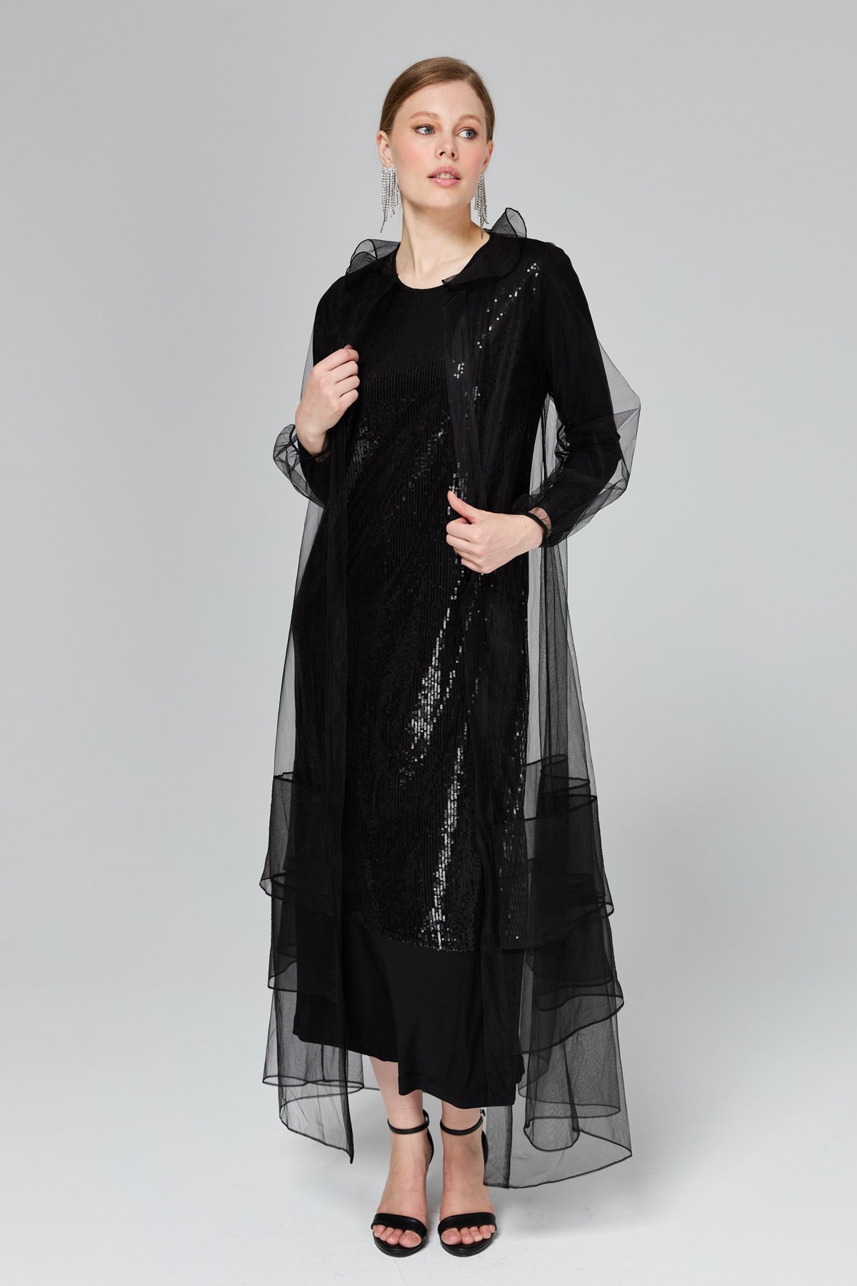 NİHAN Elbise Nihan Payetli Elbise  Siyah_modest